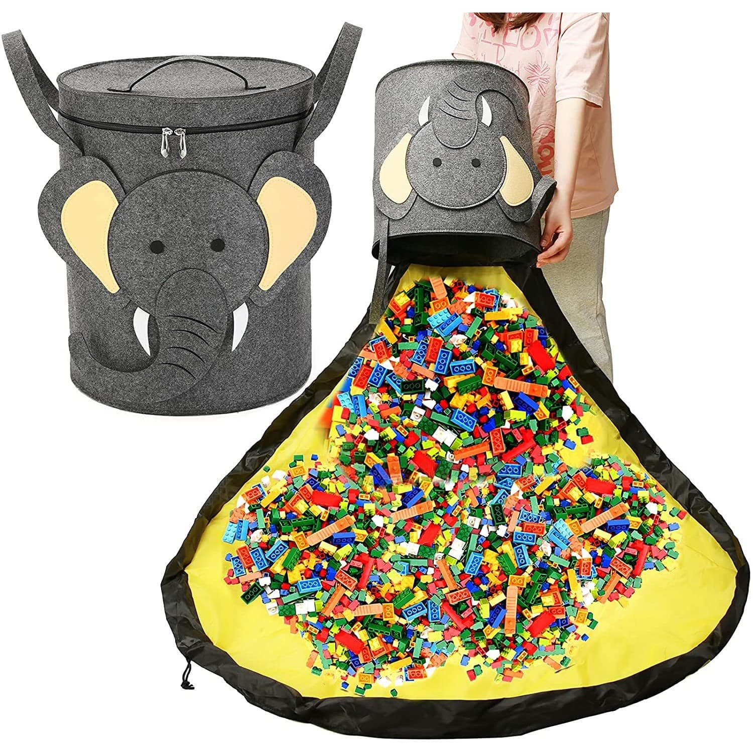 Cutie de depozitare Flippy 2in1 Impermeabila Covor pentru Jucarii si Lego Gri — imagine 2