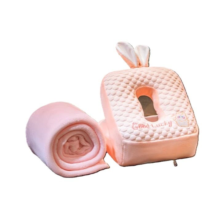 Set 2in1 Patura Microfibra si Perna din Spuma Flippy Model Iepuras Roz — imagine 1