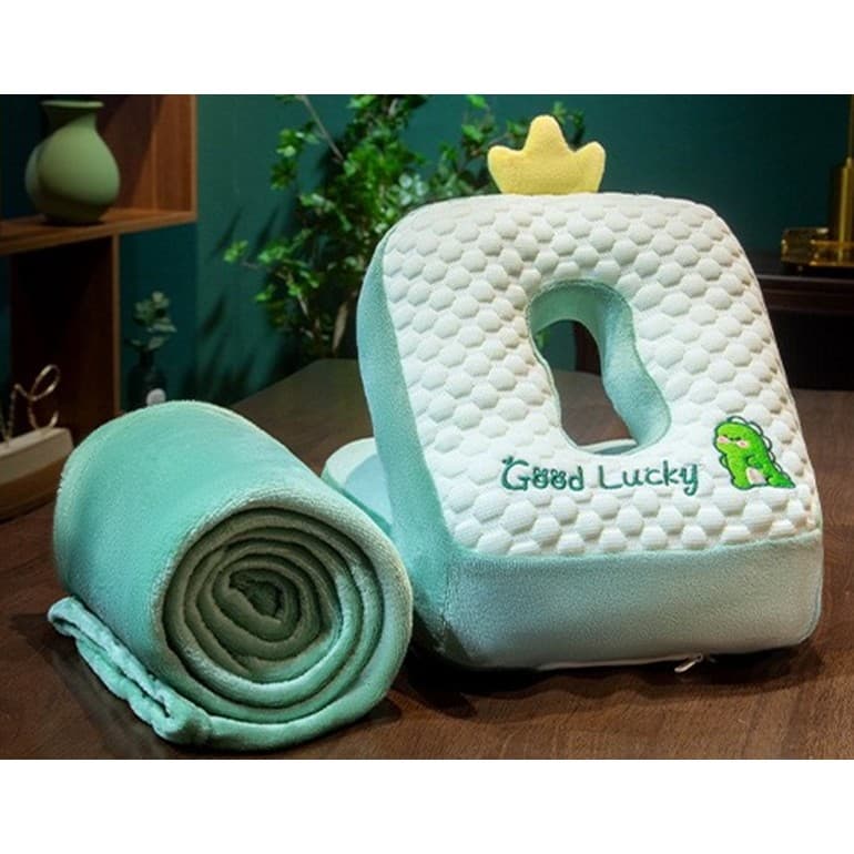 Set 2in1 Patura si Perna Flippy Model Dinozaur Microfibra Verde — imagine 3