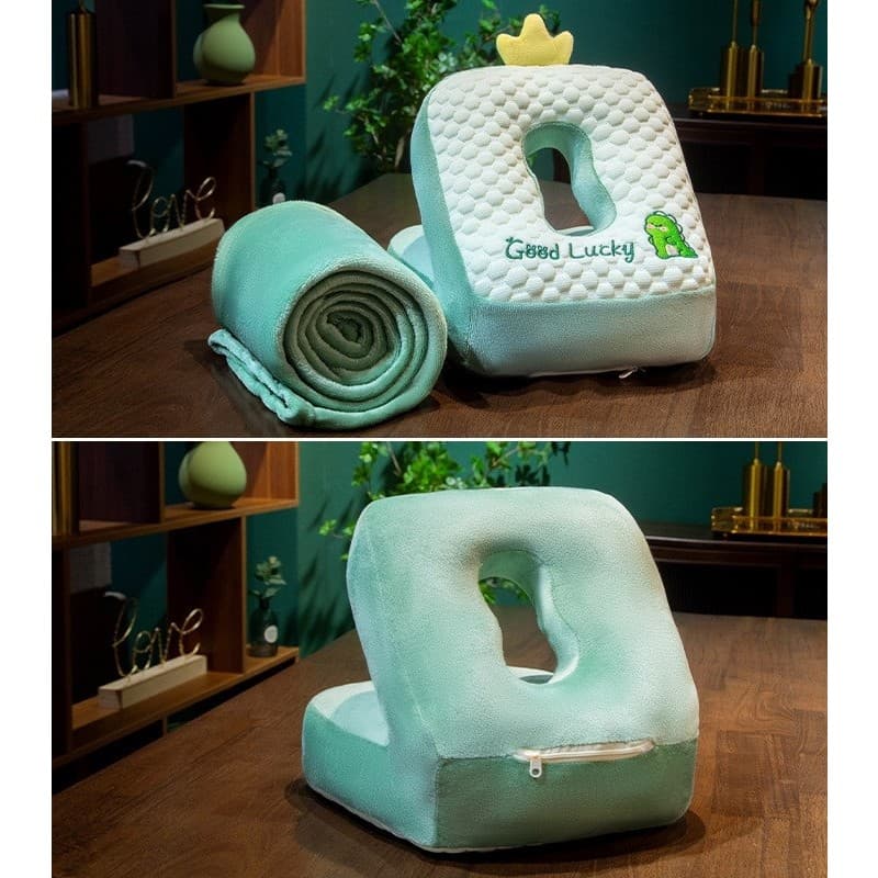 Set 2in1 Patura si Perna Flippy Model Dinozaur Microfibra Verde — imagine 4