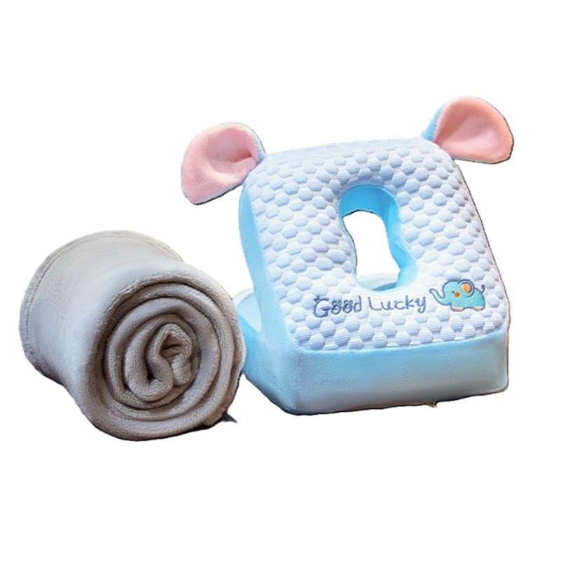 Set 2in1 Patura Microfibra si Perna din Spuma Flippy Model Elefant Albastru — imagine 1