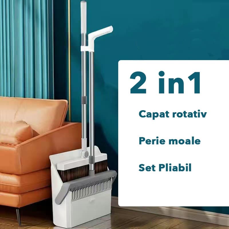 Set Matura si Faras Flippy cu Coada Flippy, cu Dinti de Pieptene pentru Curatare Matura, rotativ, pliabil, detasabil, Otel inoxidabil si Polipropilena, 99 x 30 cm — imagine 2
