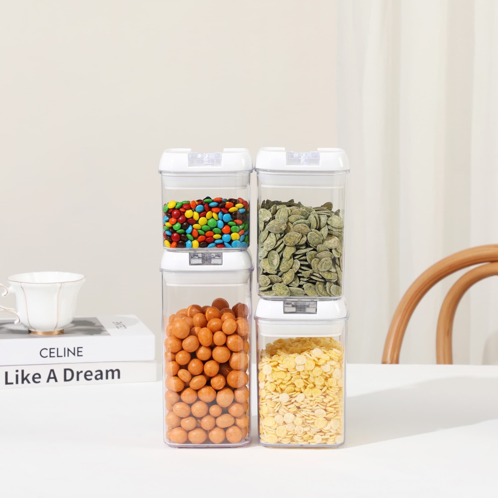 Cutii de Depozitare Alimente Set 4 Transparent Plastic PP — imagine 2