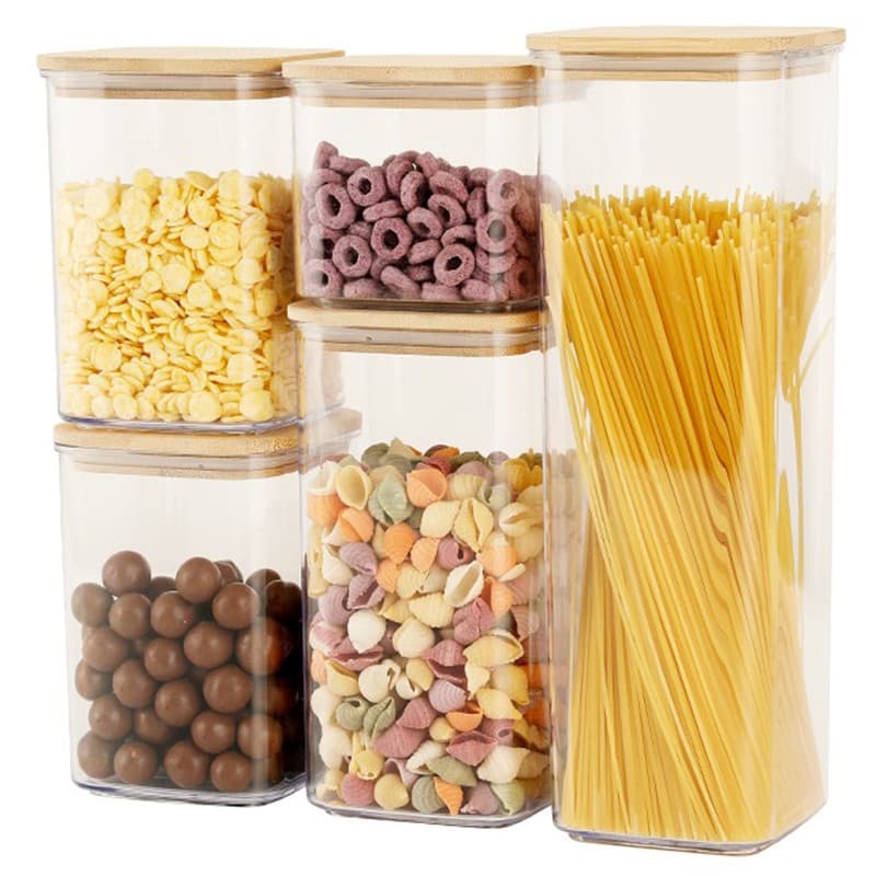 Set de cutii de depozitare alimente Flippy cu capac din bambus — imagine 1