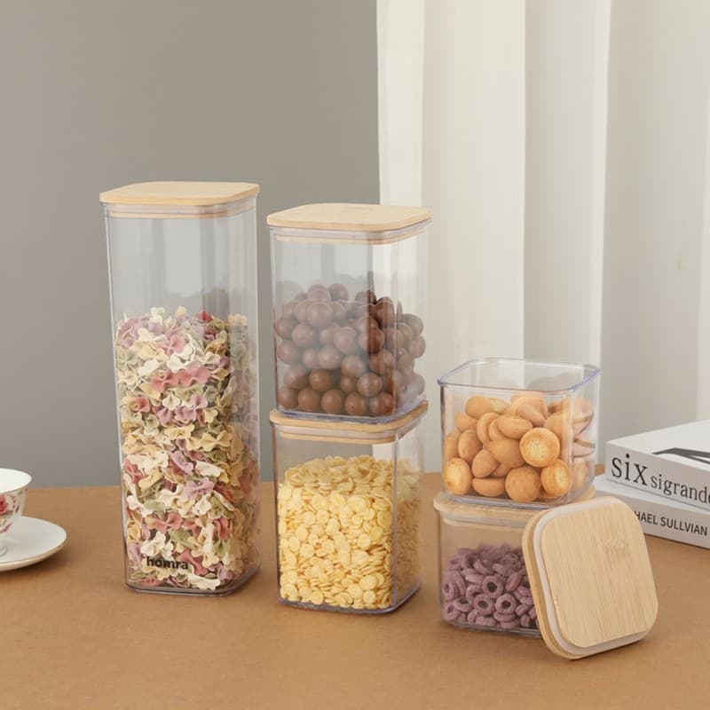 Set de cutii de depozitare alimente Flippy cu capac din bambus — imagine 3