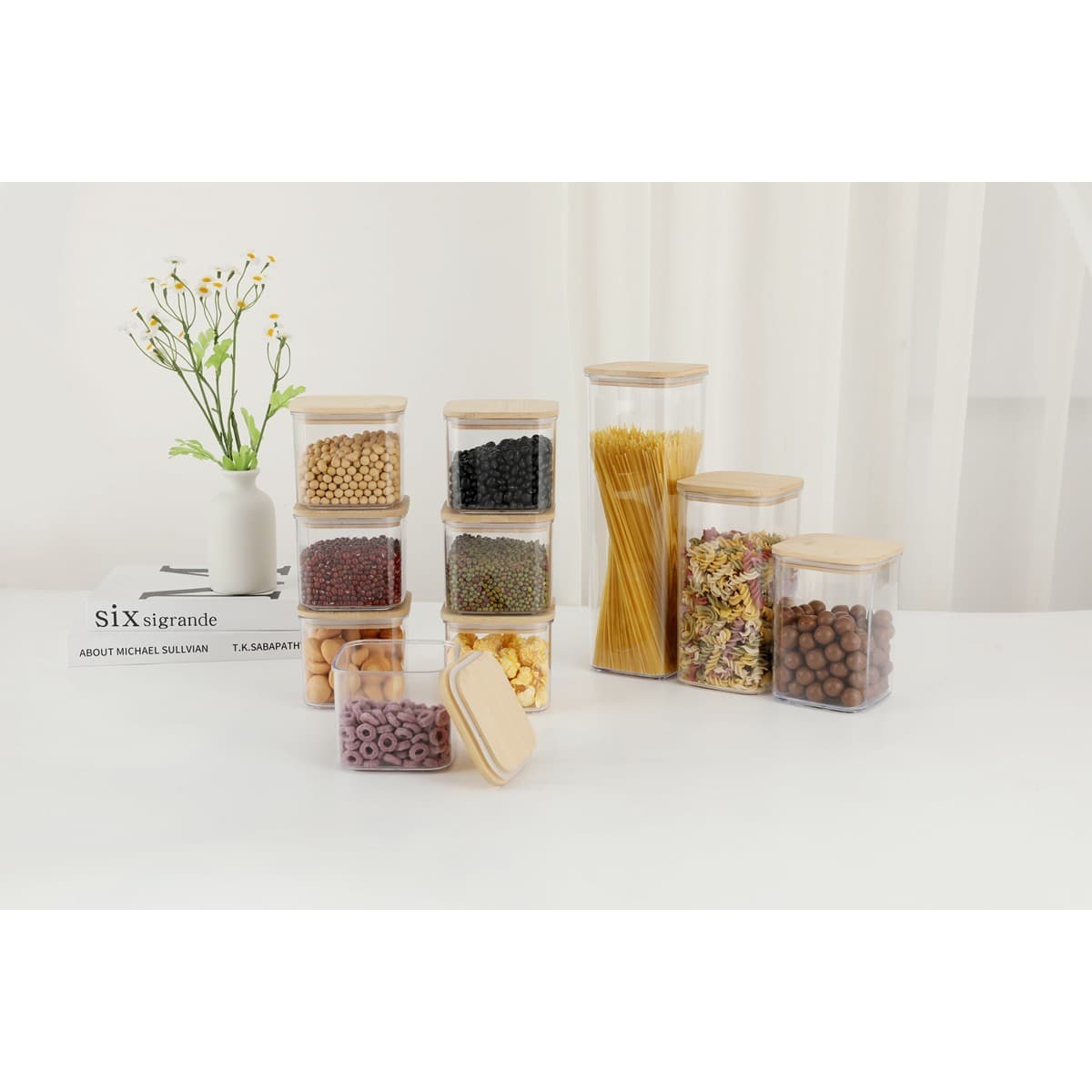 Set de cutii de depozitare alimente Flippy cu capac din bambus — imagine 4