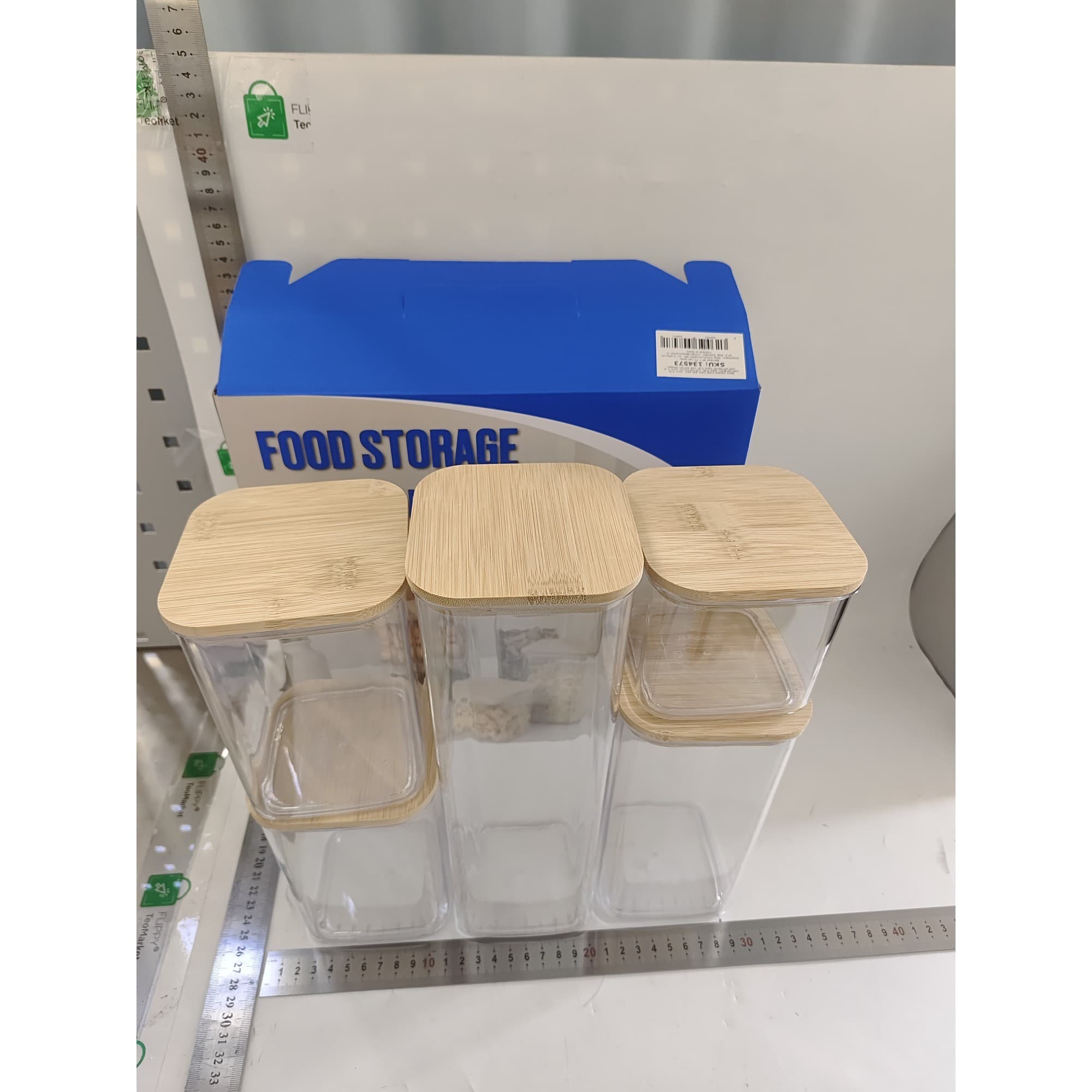 Set de cutii de depozitare alimente Flippy cu capac din bambus — imagine 6