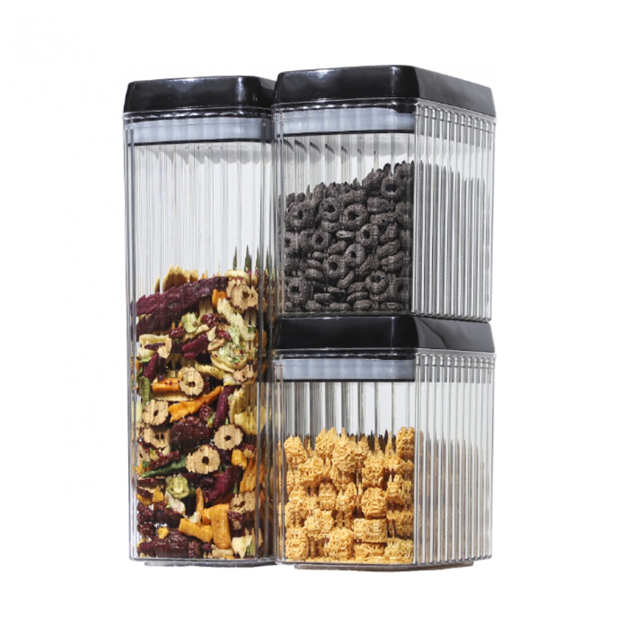 Recipiente Plastic Flippy Set 3 pentru Alimente Inchidere Ermetica Transparent — imagine 1