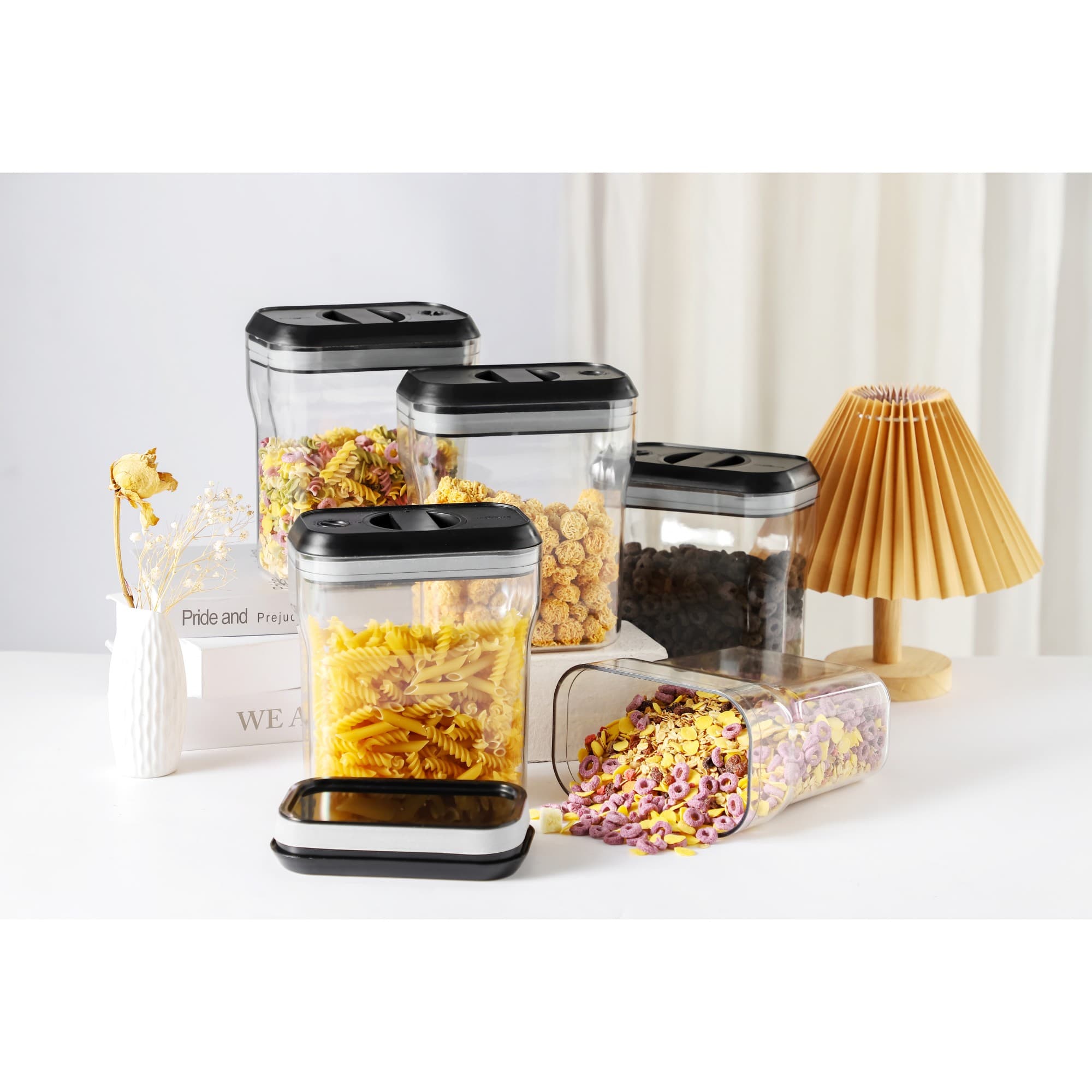 Recipient Flippy pentru Alimente/Obiecte, Inchidere Ermetica Rotire 90 grade, 2L, Transparent — imagine 5