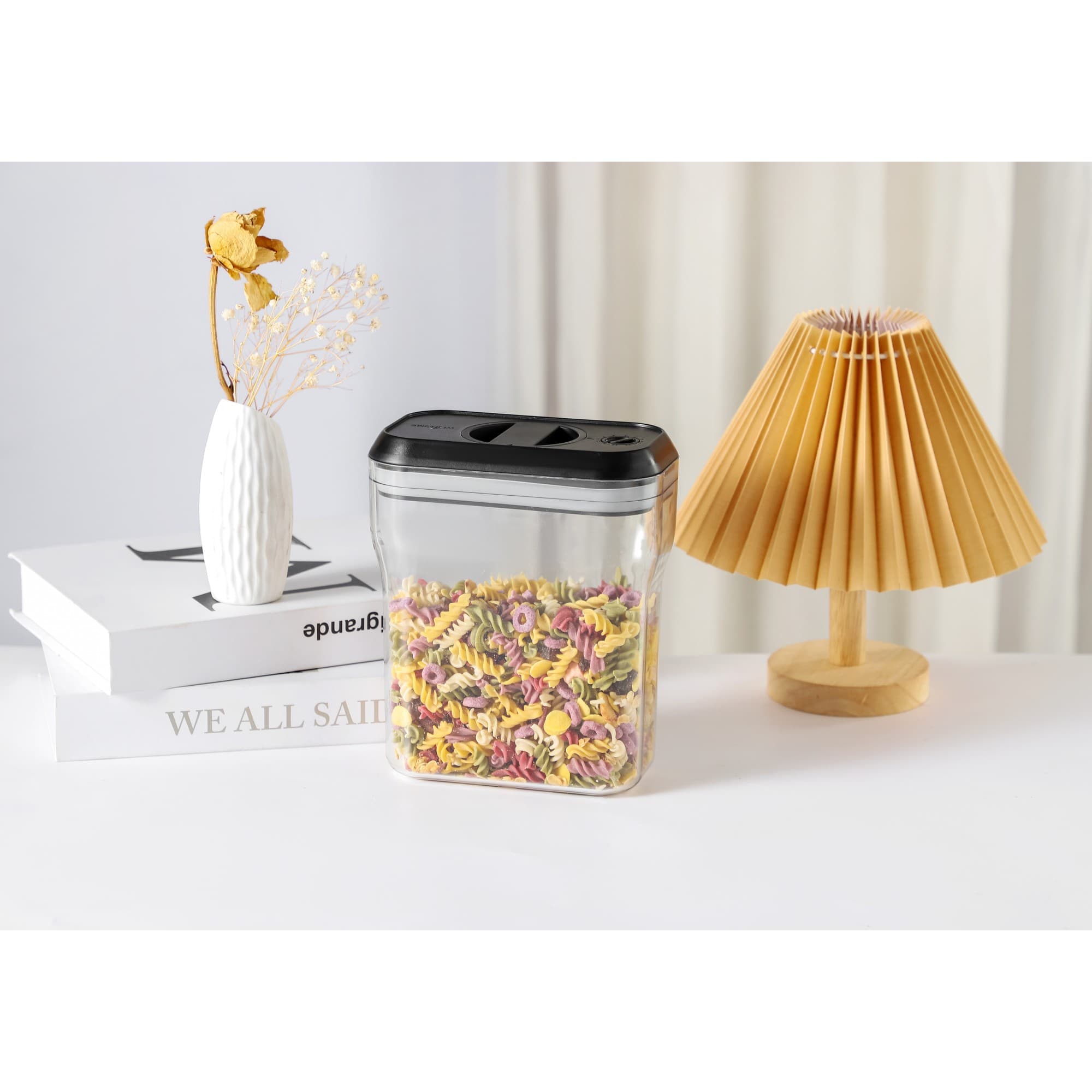 Recipient Flippy pentru Alimente/Obiecte, Inchidere Ermetica Rotire 90 grade, 2L, Transparent — imagine 6