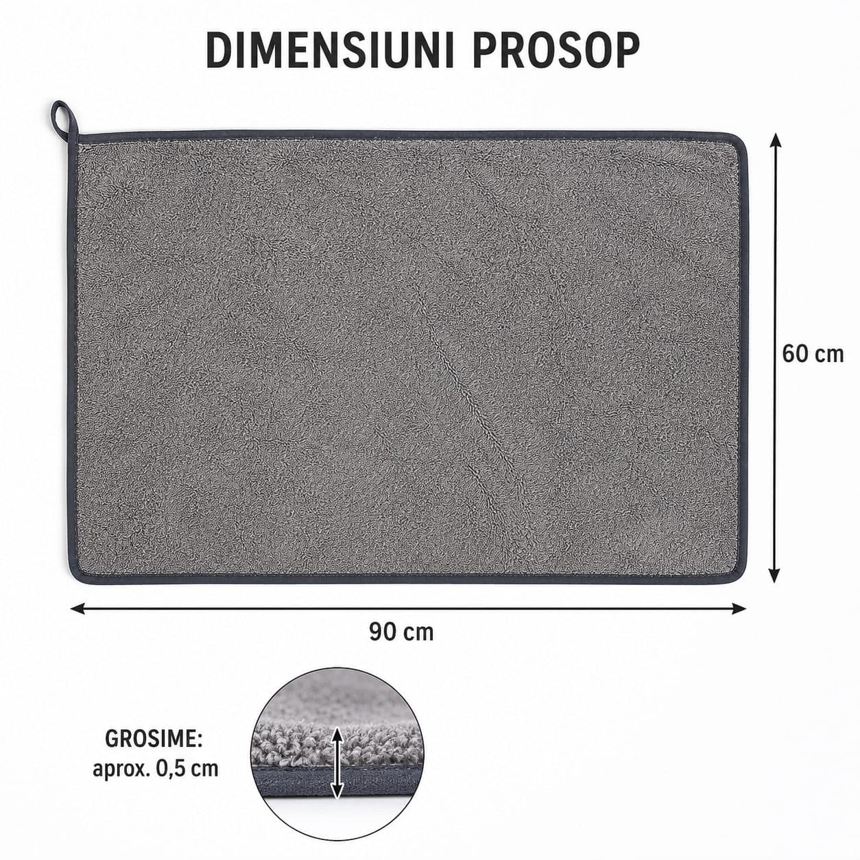Prosop Auto Microfibra Flippy 600 GSM Gri Deschis — imagine 2
