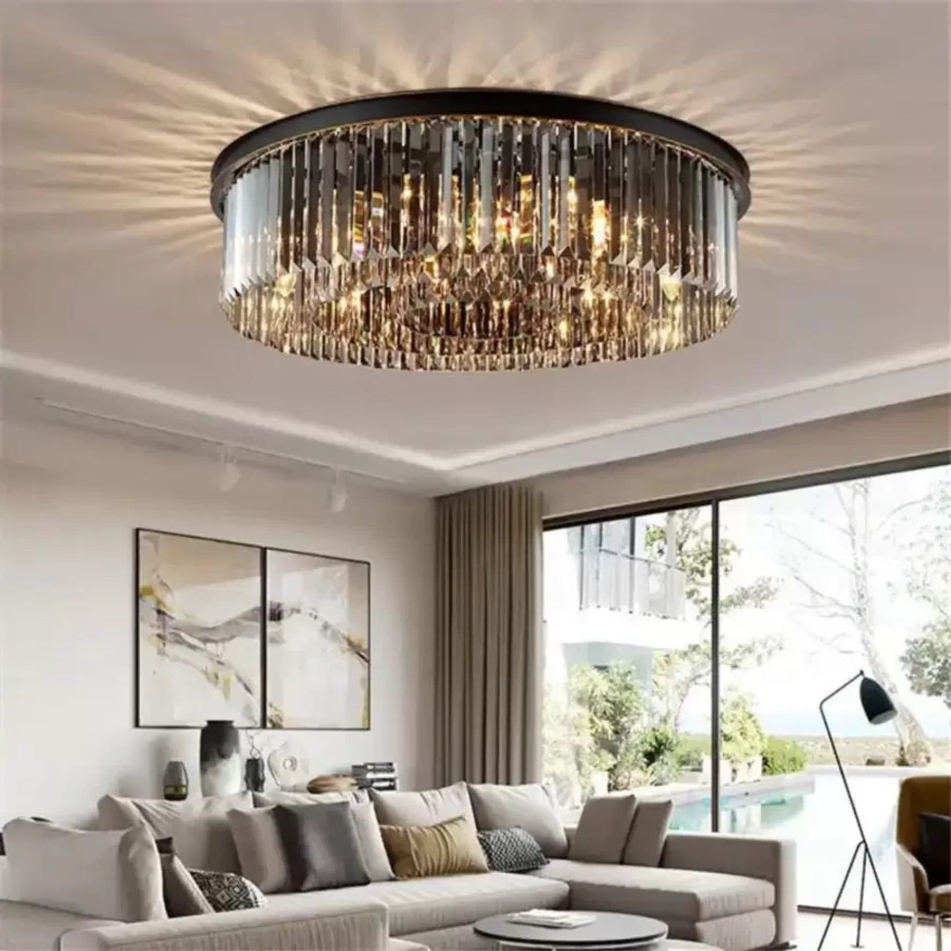 Candelabru Flippy Cristal Brady Ø40 cm, 6xE14, Gri — imagine 3