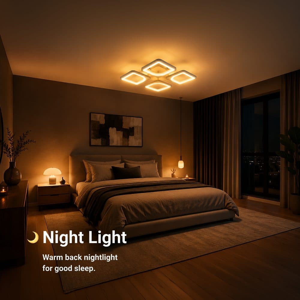Lustra LED Flippy 53W 4 Patrate Telecomanda Alb — imagine 4