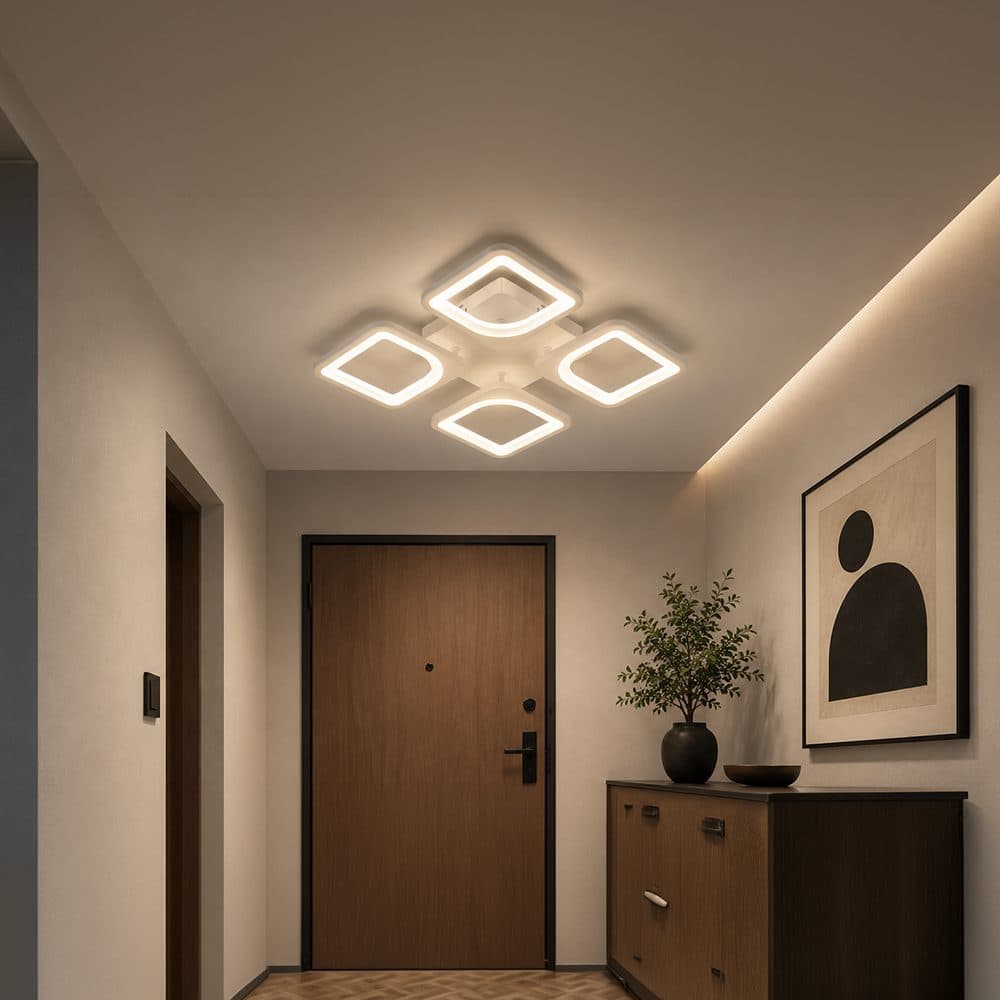 Lustra LED Flippy 53W 4 Patrate Telecomanda Alb — imagine 8