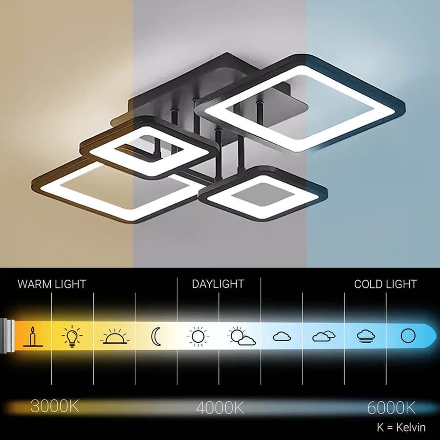 Lustra LED Flippy 67W 4 Patrate telecomanda Negru — imagine 3