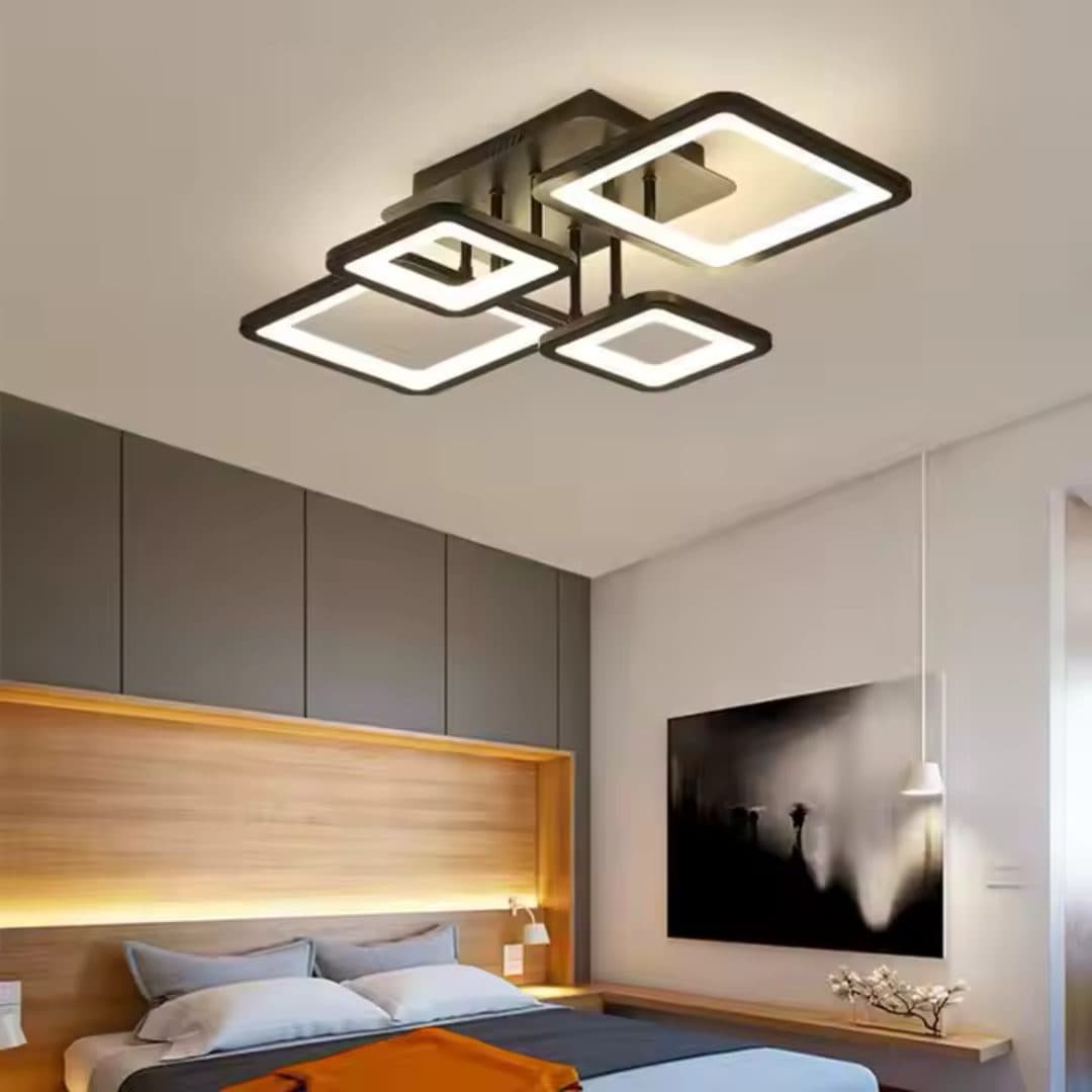 Lustra LED Flippy 67W 4 Patrate telecomanda Negru — imagine 10