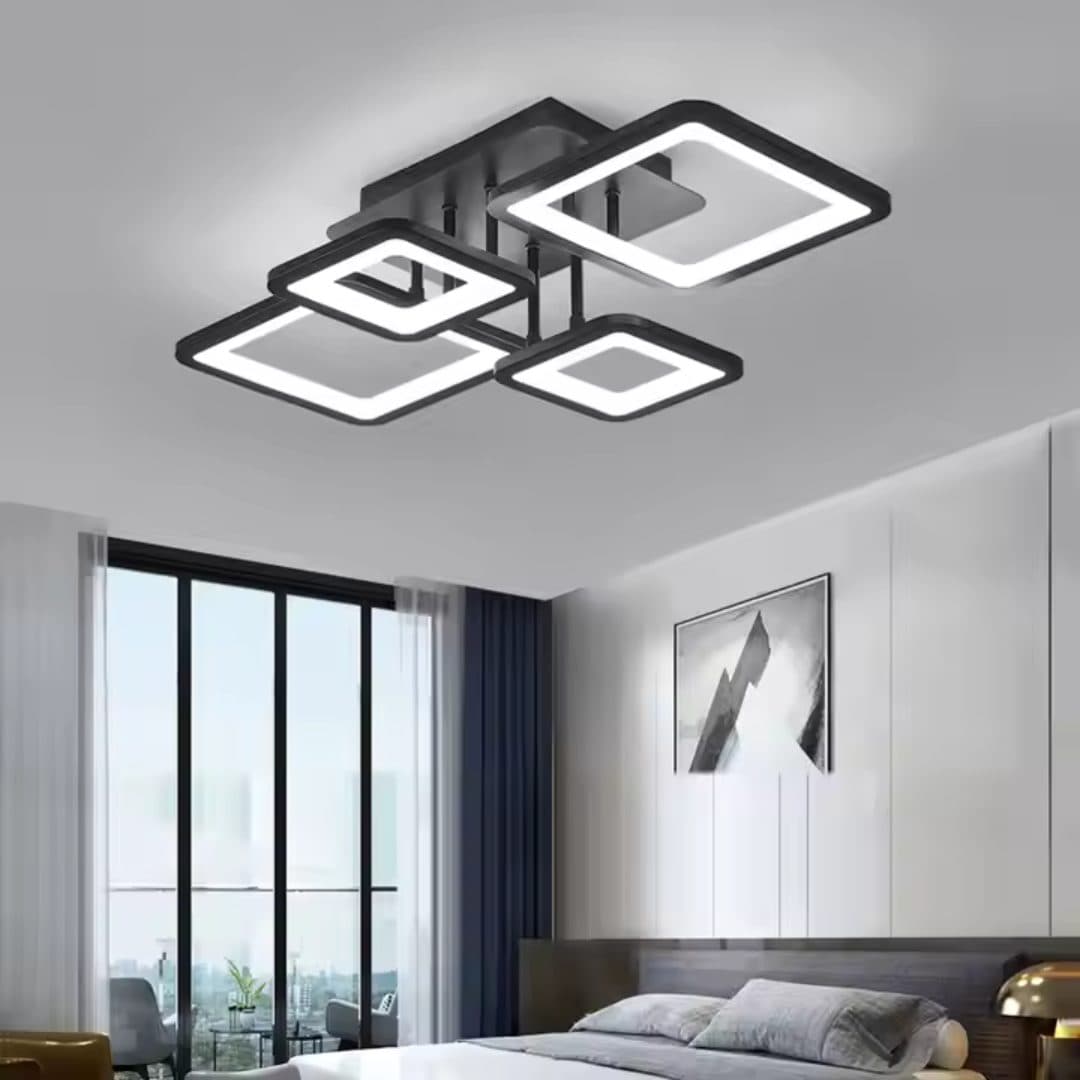 Lustra LED Flippy 67W 4 Patrate telecomanda Negru — imagine 13