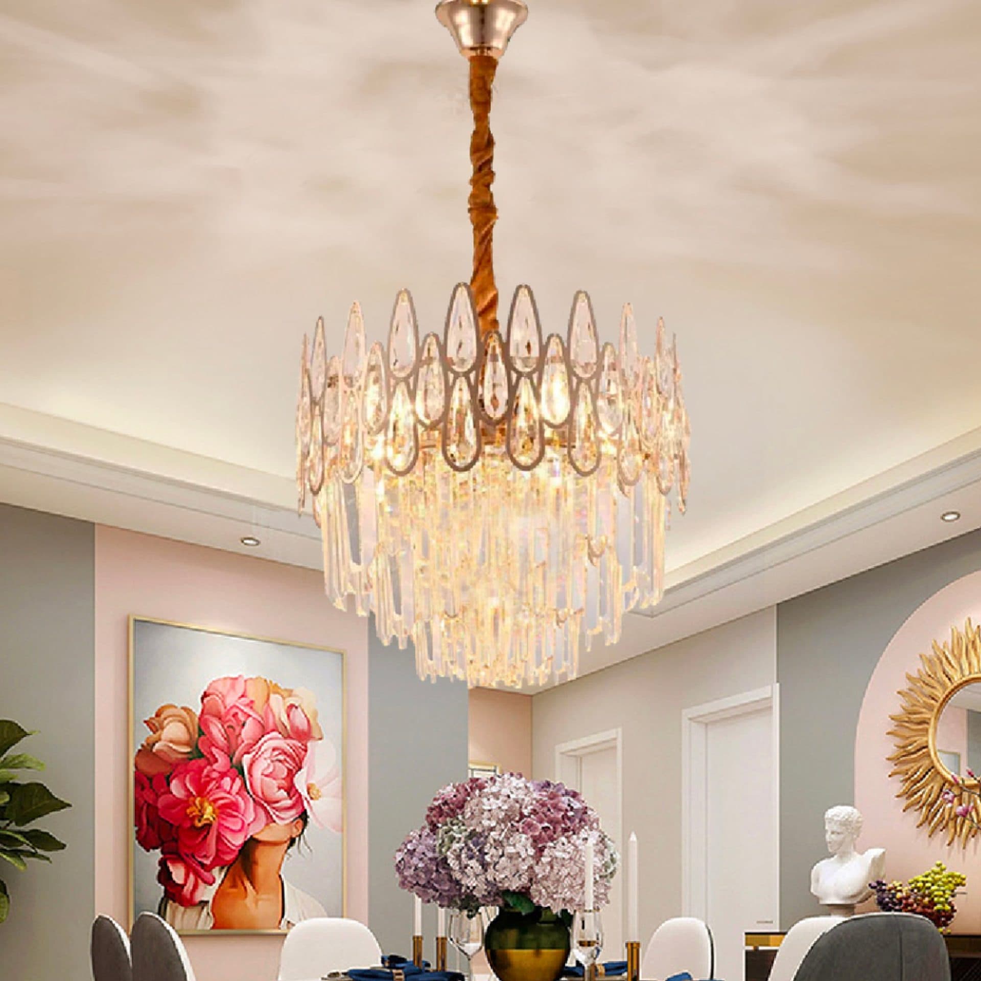 Candelabru Flippy Cristal ALHAMBRA Petito 3x E14 Auriu Lucios — imagine 1
