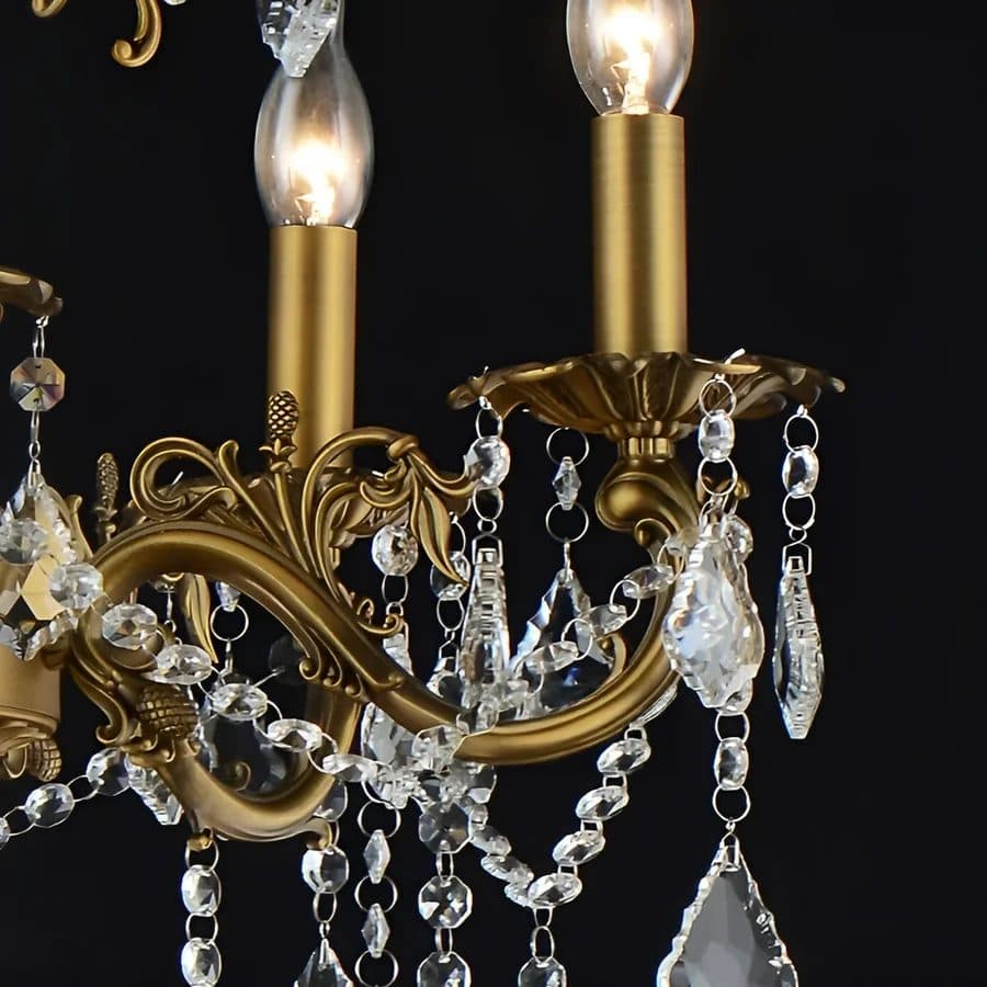 Candelabru Flippy Royal 12x E14 Metal si Cristal Inaltime Reglabila Alama Antichizata — imagine 3