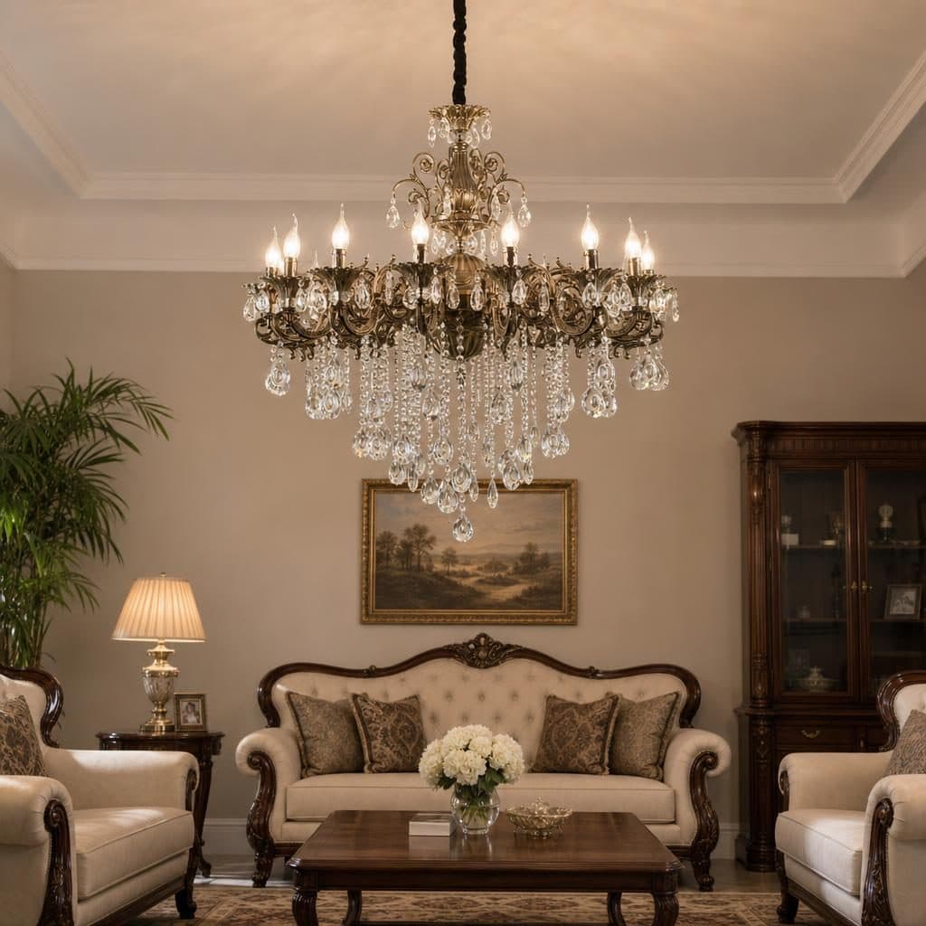 Candelabru 16x E14 Flippy Bronz Antichizat Cristal — imagine 2