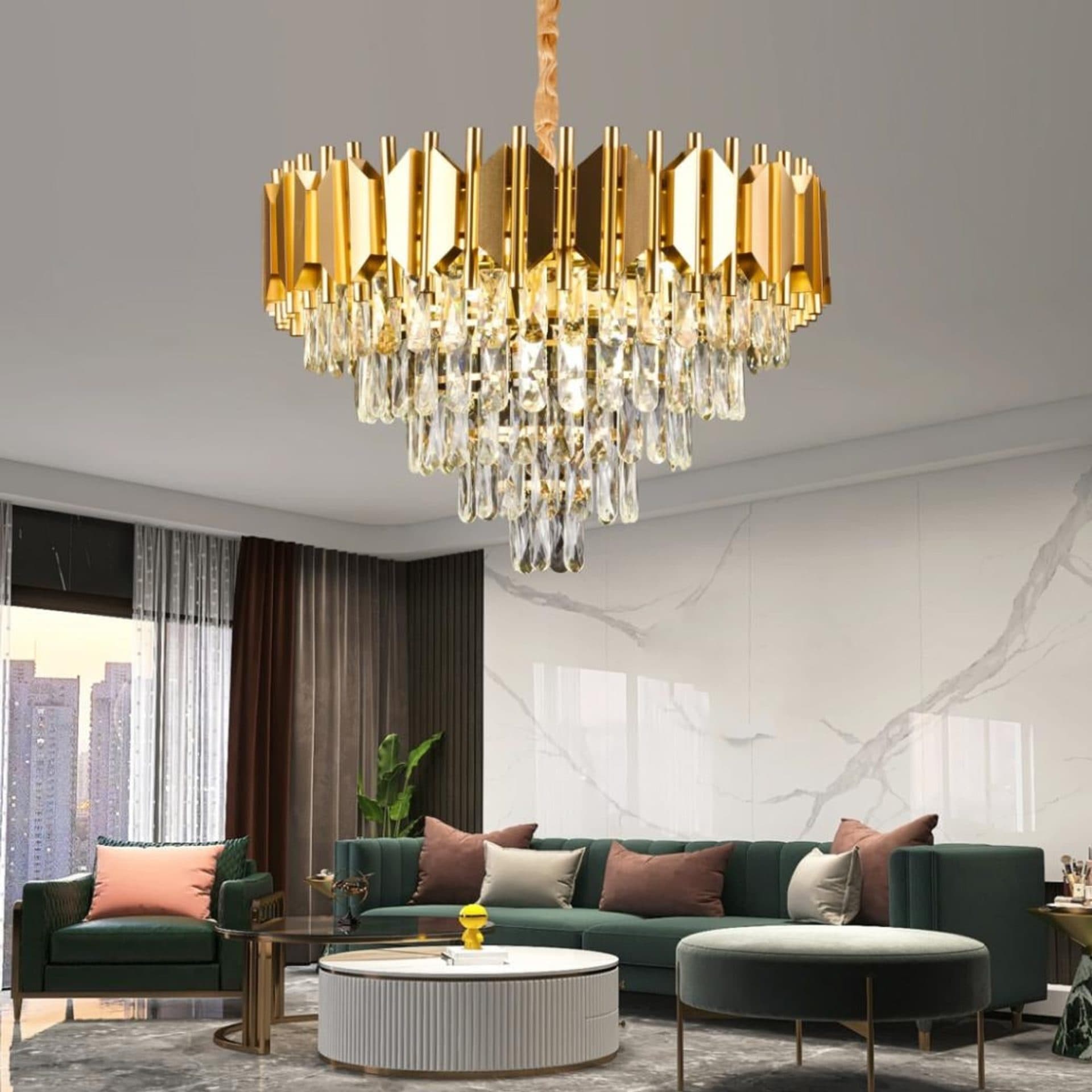 Candelabru Flippy Cristal 8x E14 Diametru 60cm Auriu — imagine 1