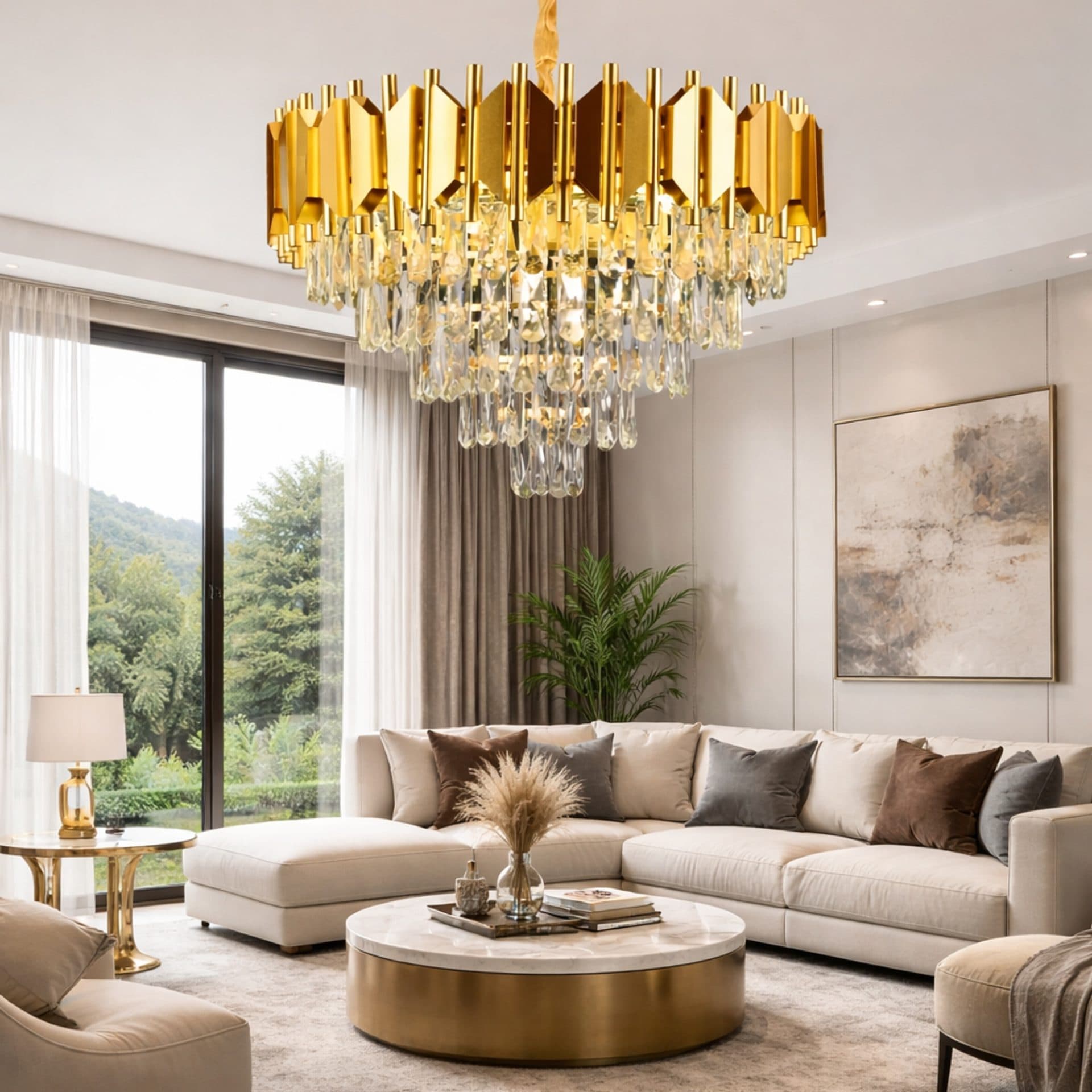 Candelabru Flippy Cristal 8x E14 Diametru 60cm Auriu — imagine 3