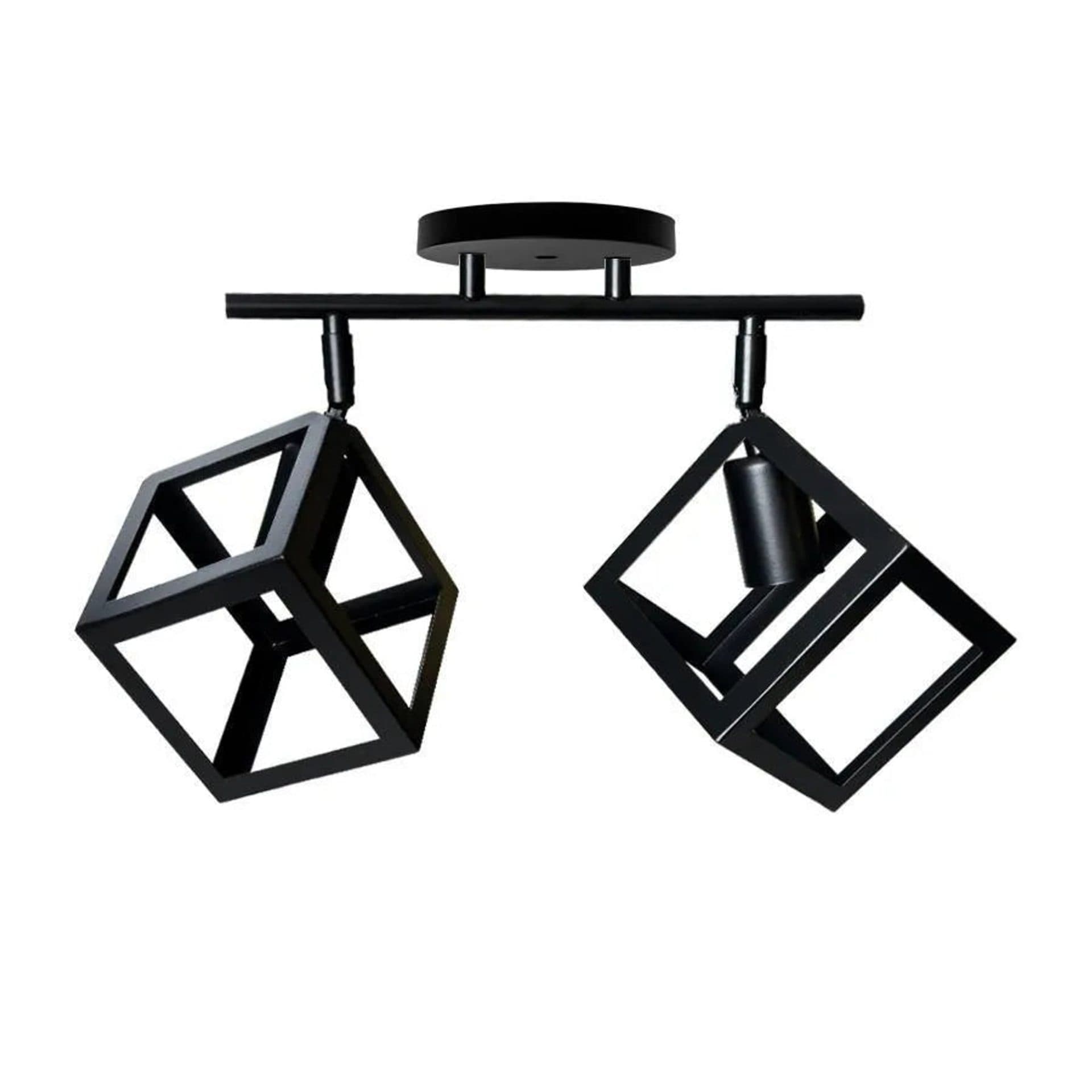 Lustra Flippy Forma Cub STRUKTUR Duo 2x E27 Negru Metal — imagine 1