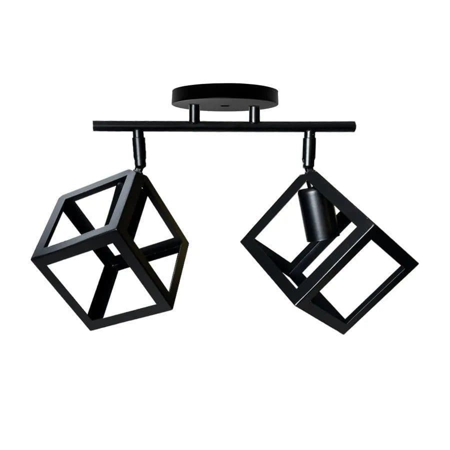 Lustra Flippy Forma Cub STRUKTUR Duo 2x E27 Negru Metal — imagine 3