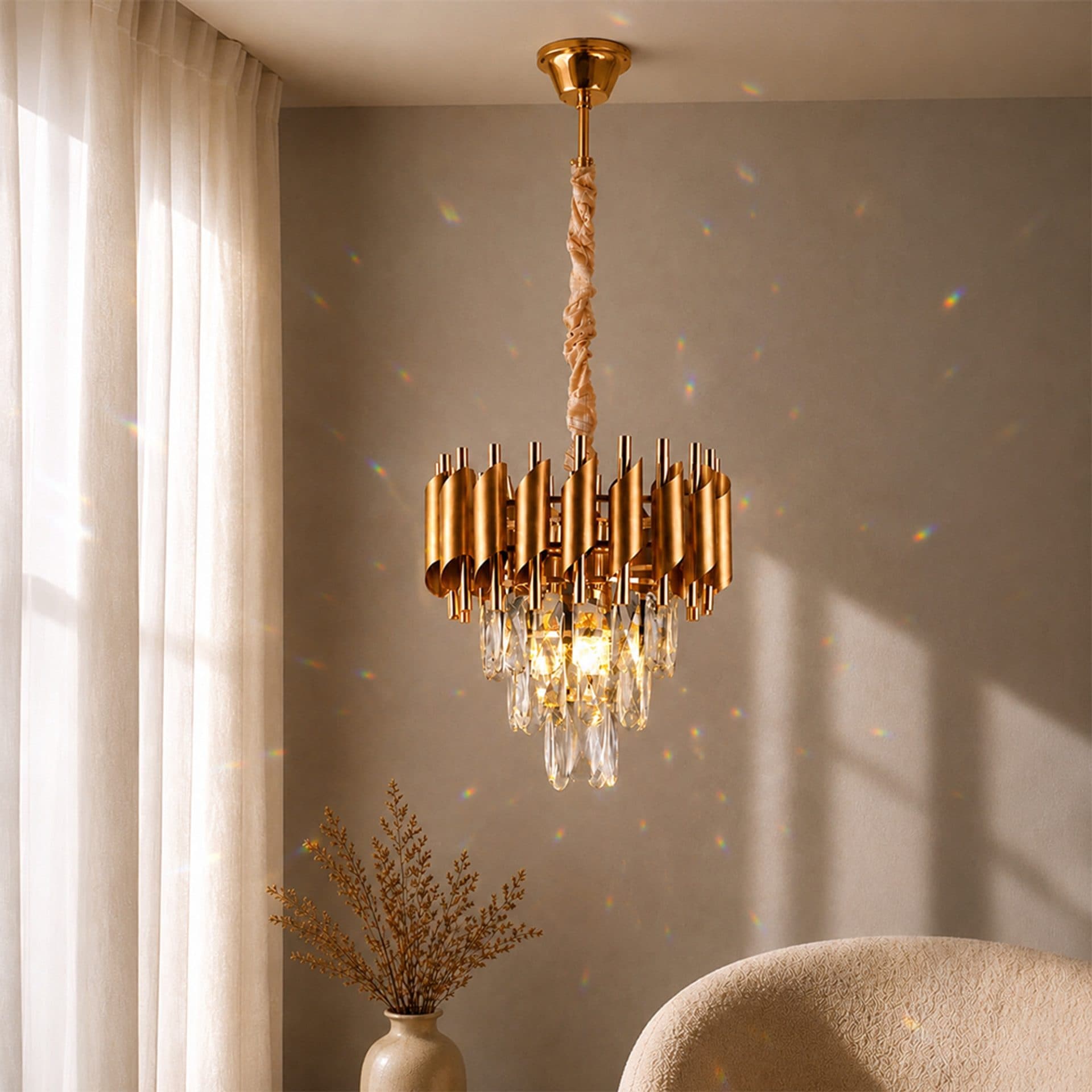 Candelabru Flippy Cristal VERSAILLES Petito 3xE14, Diametru 30cm, Auriu — imagine 1