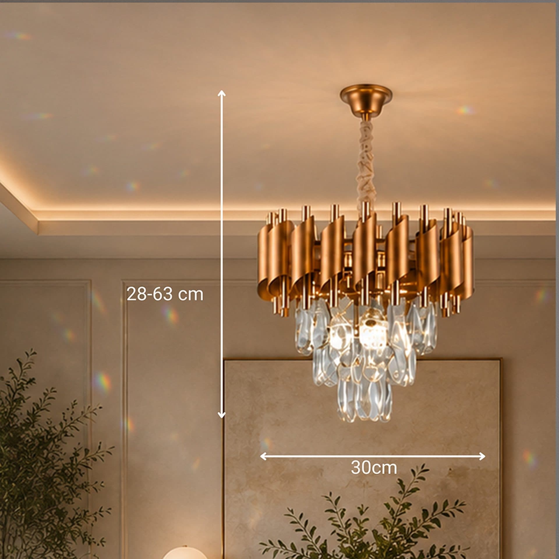 Candelabru Flippy Cristal VERSAILLES Petito 3xE14, Diametru 30cm, Auriu — imagine 3