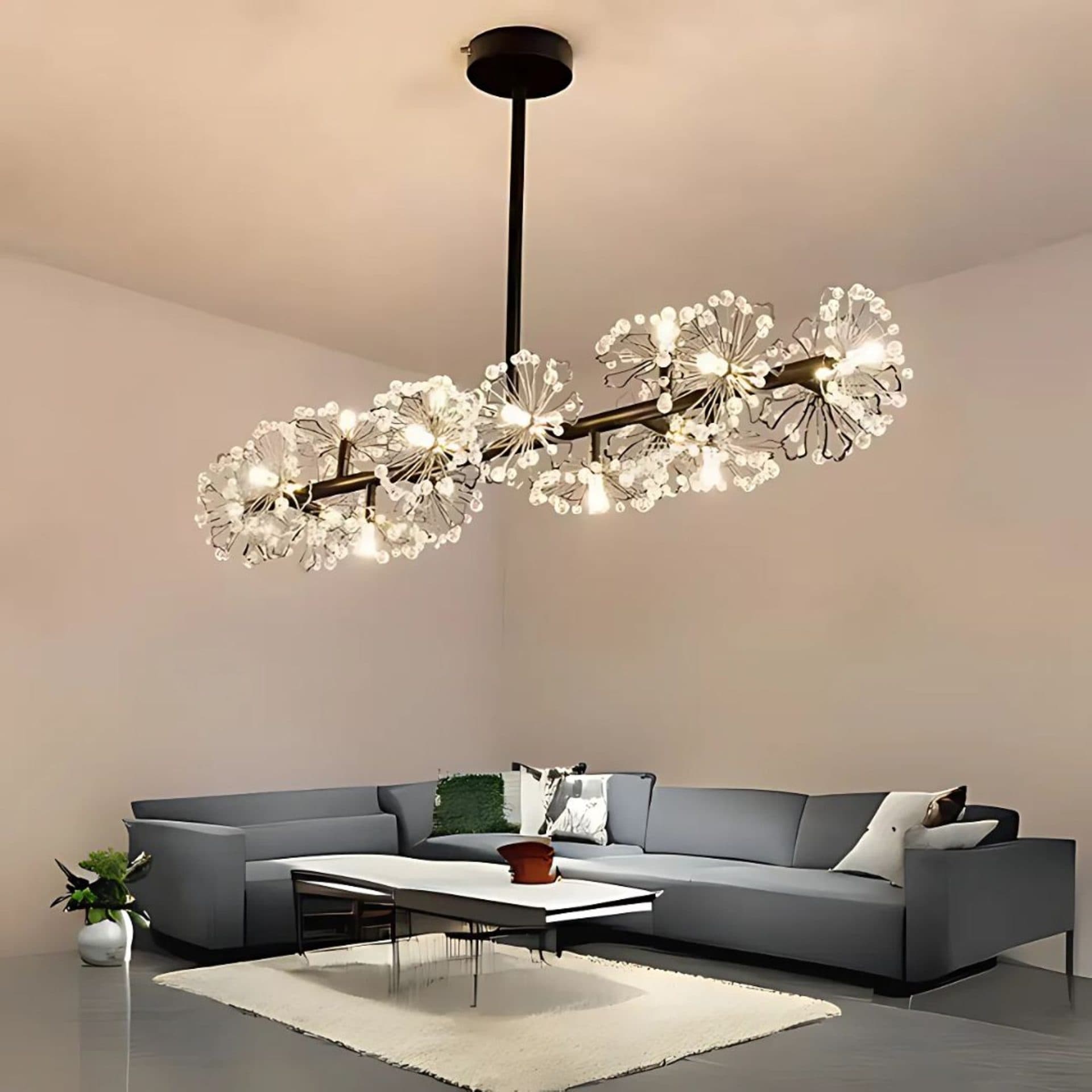 Candelabru Flippy Cristal PETERHOF Regalis 15x G4, Lungime 120cm, Negru — imagine 1
