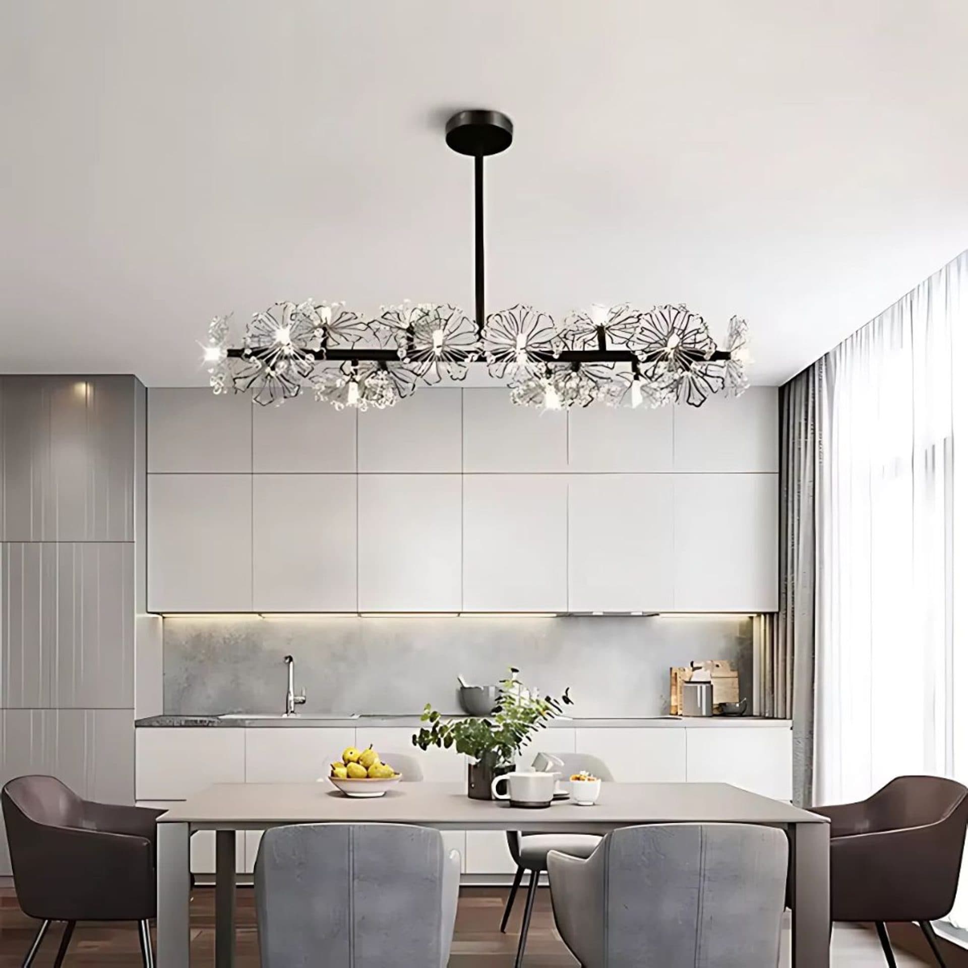 Candelabru Flippy Cristal PETERHOF Regalis 15x G4, Lungime 120cm, Negru — imagine 6