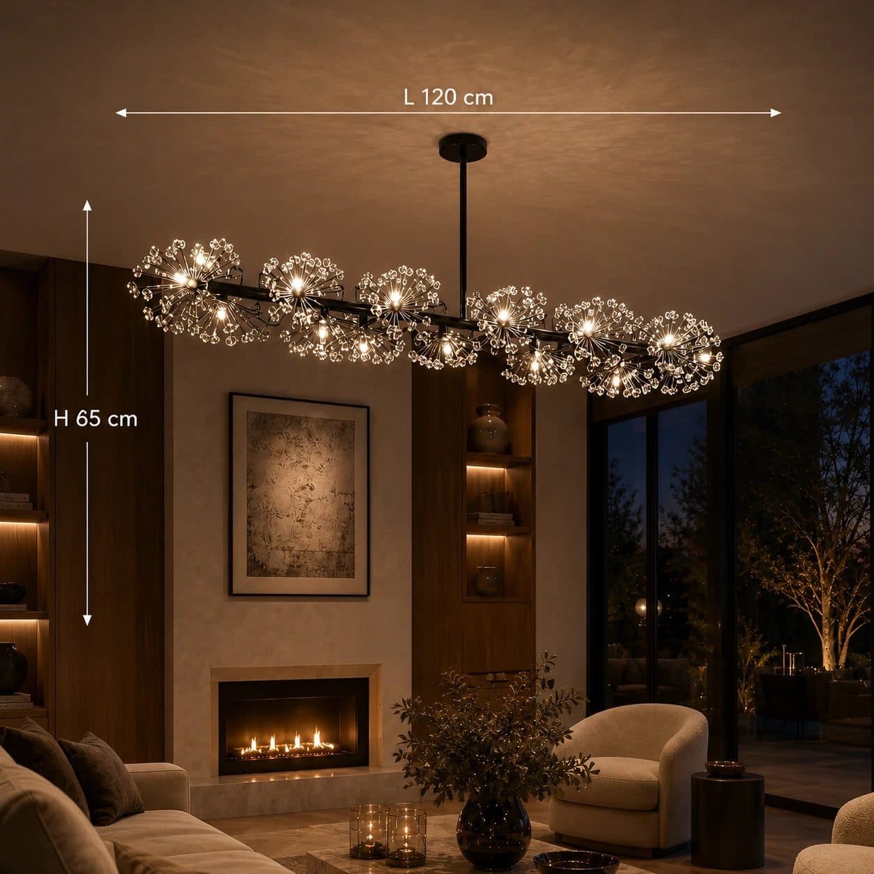 Candelabru Flippy Cristal PETERHOF Regalis 15x G4, Lungime 120cm, Negru — imagine 8