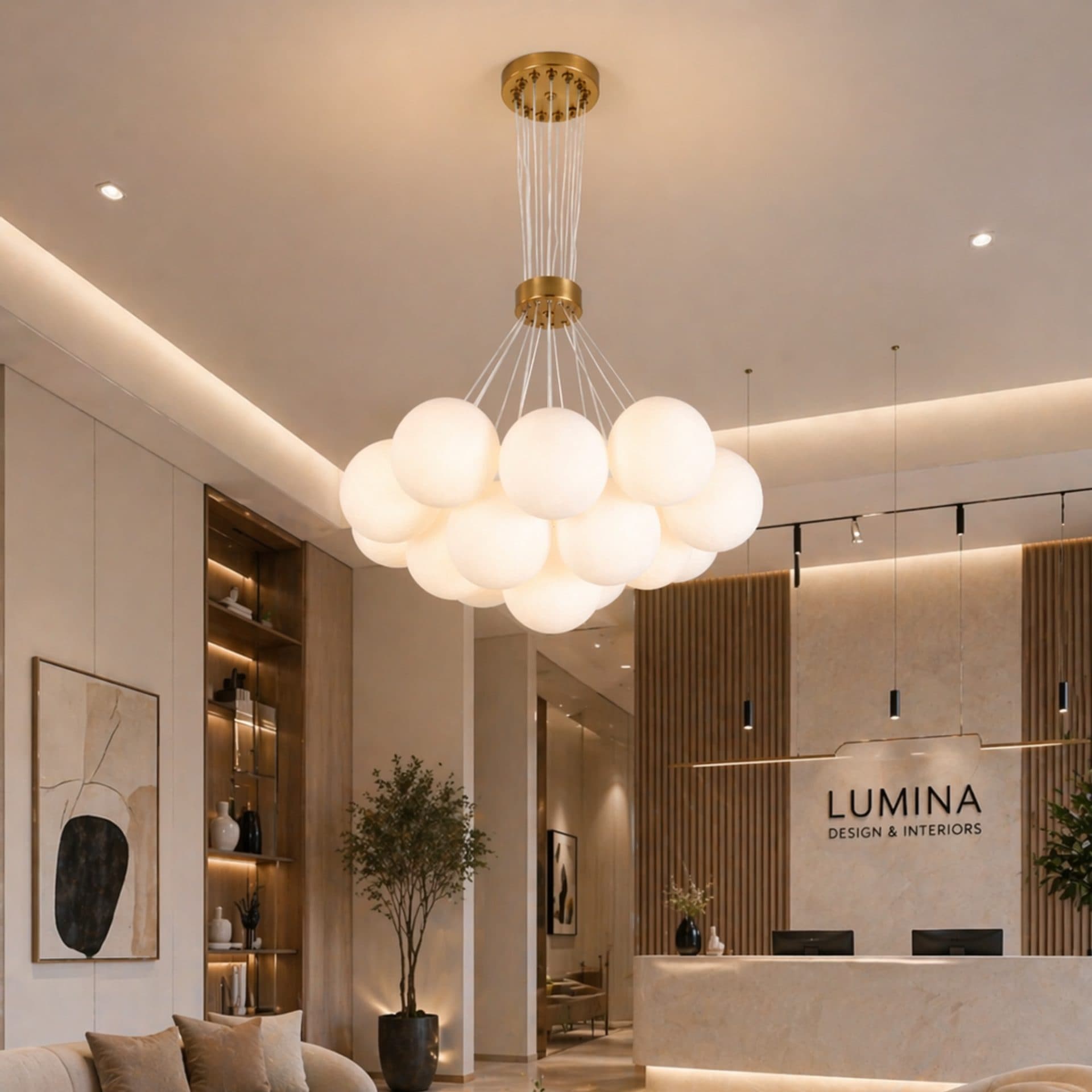 Lustra Flippy Moderna LOFT Bagliore, Glob, 7xE27, Inaltime Reglabila, Auriu — imagine 2