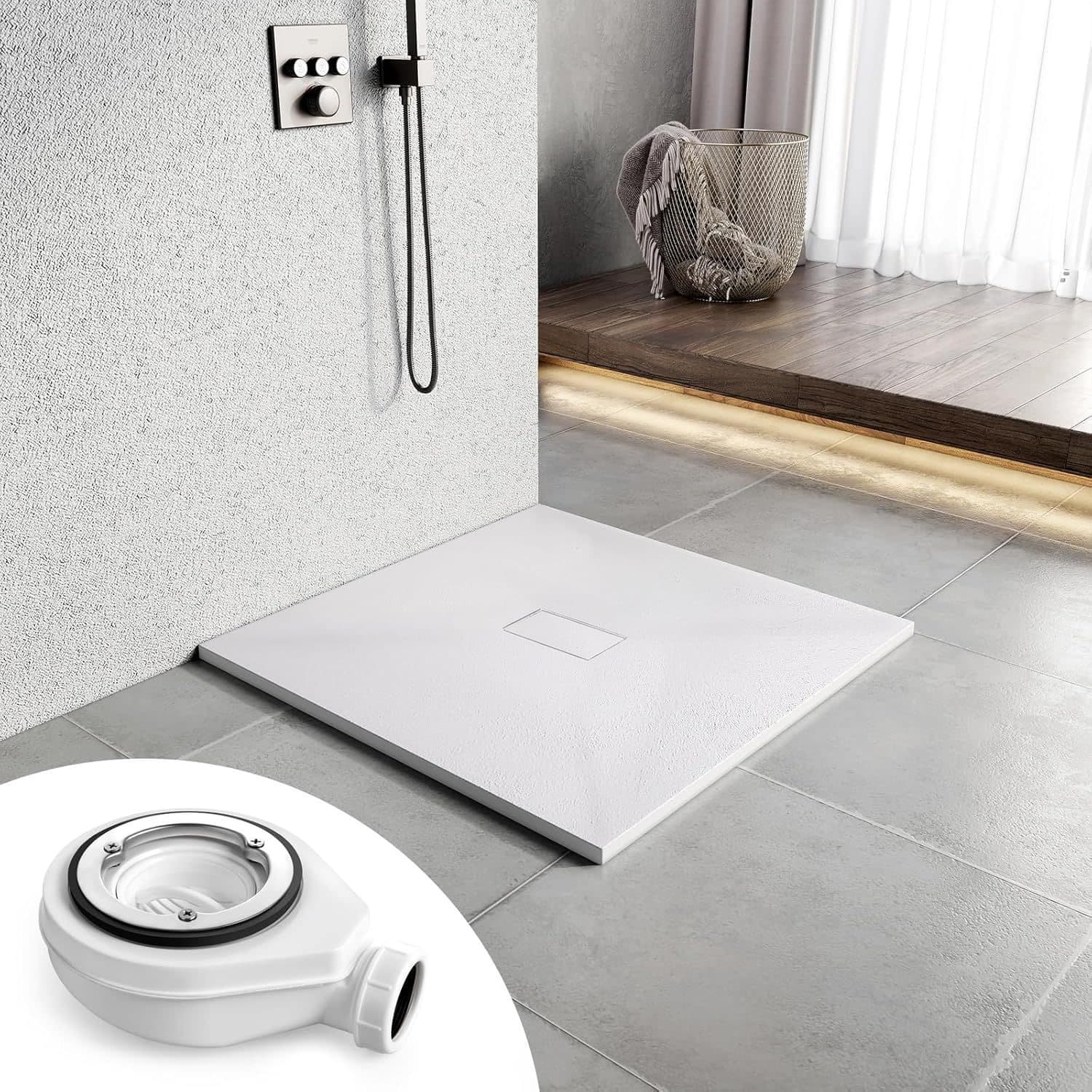 Cadita de dus Flippy Patrata 90x90 cm, slim 3 cm, alb lucios — imagine 5