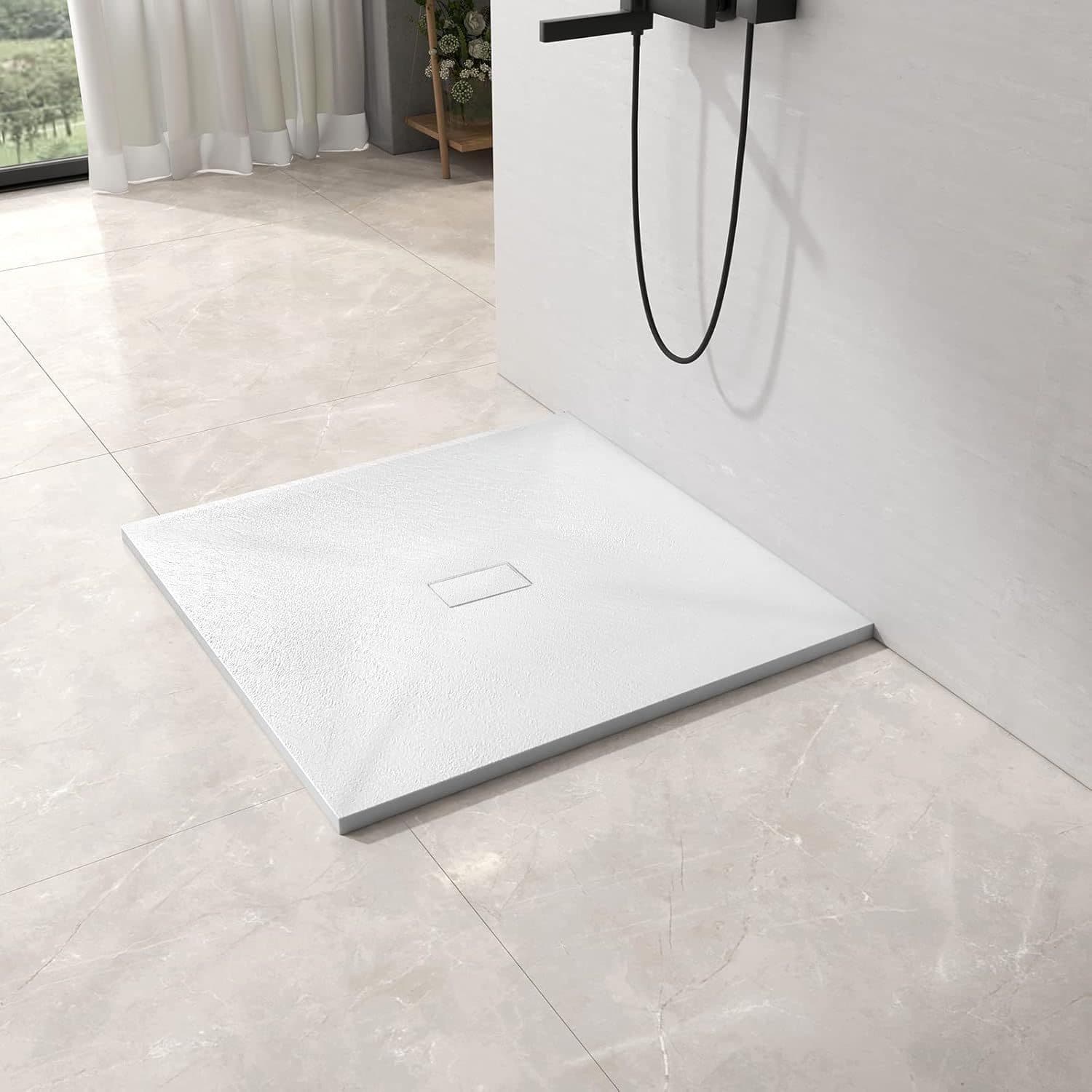 Cadita de dus Flippy Patrata 90x90 cm, slim 3 cm, alb lucios — imagine 7