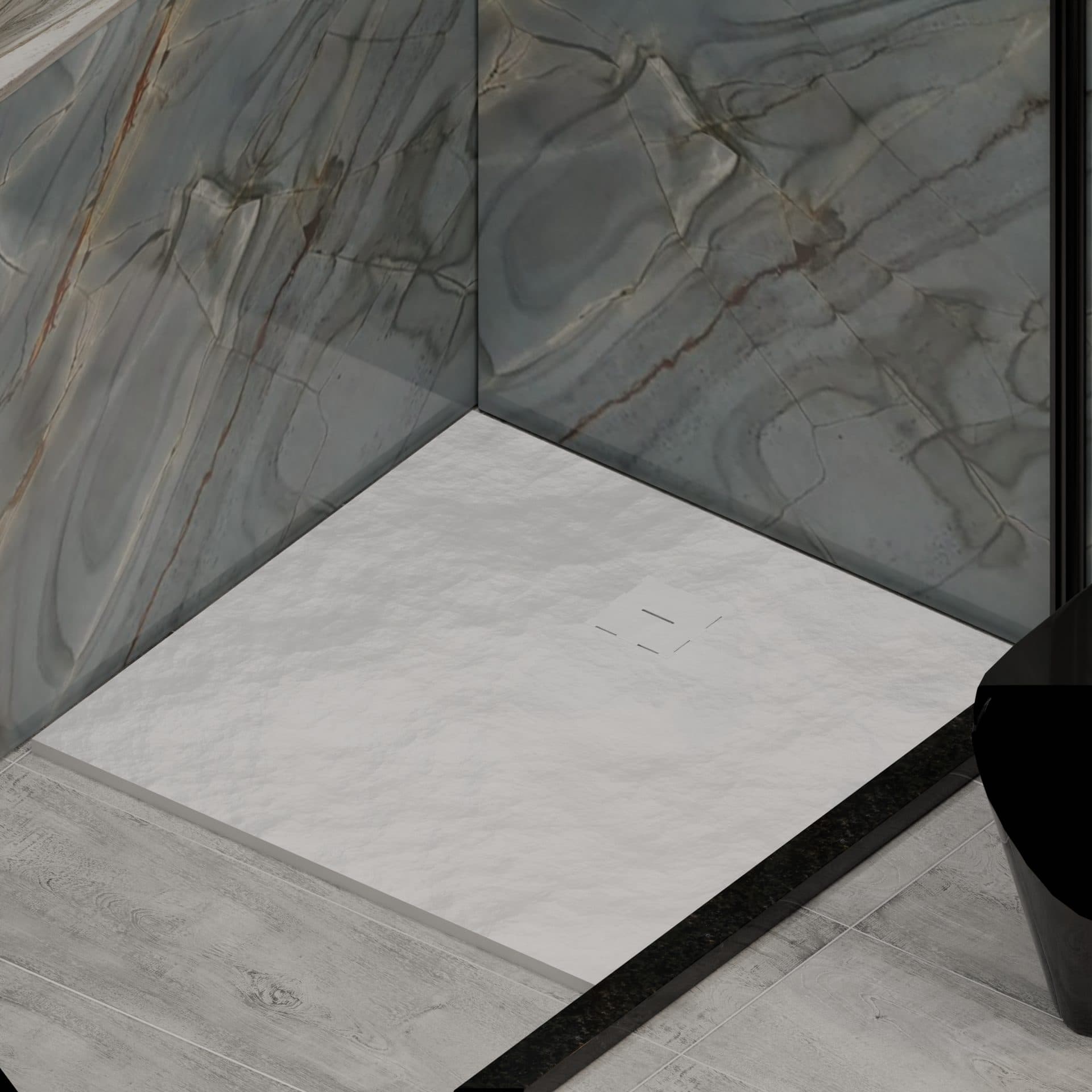 Cadita de dus Flippy Patrata 90x90 cm, slim 3 cm, alb lucios — imagine 9