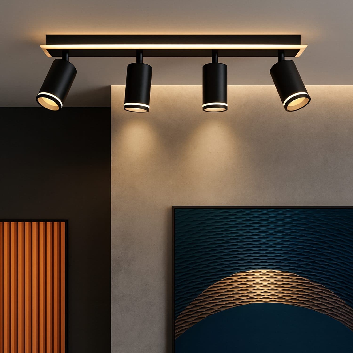 Lustra LED Flippy 46W Proiector Reglabil Acril si Metal Negru — imagine 1