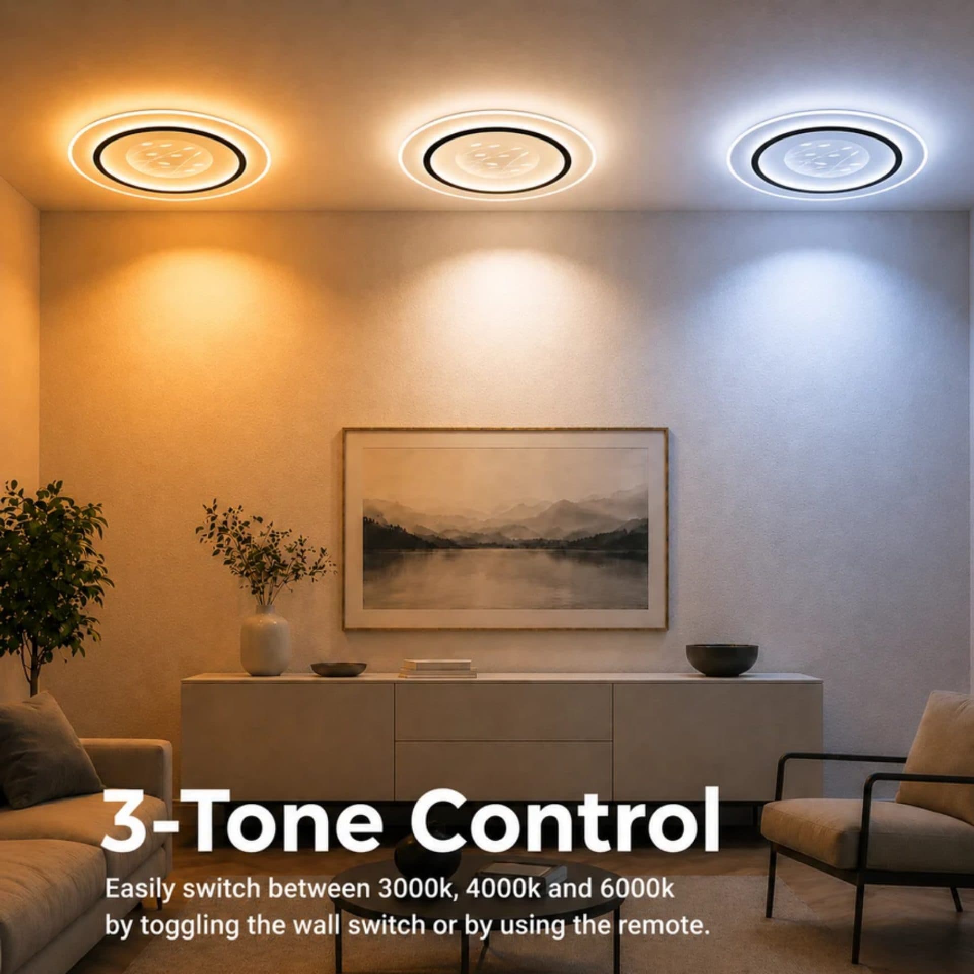 Lustra LED Flippy LINEA 125W, Ø50cm, Rotunda, Negru — imagine 3