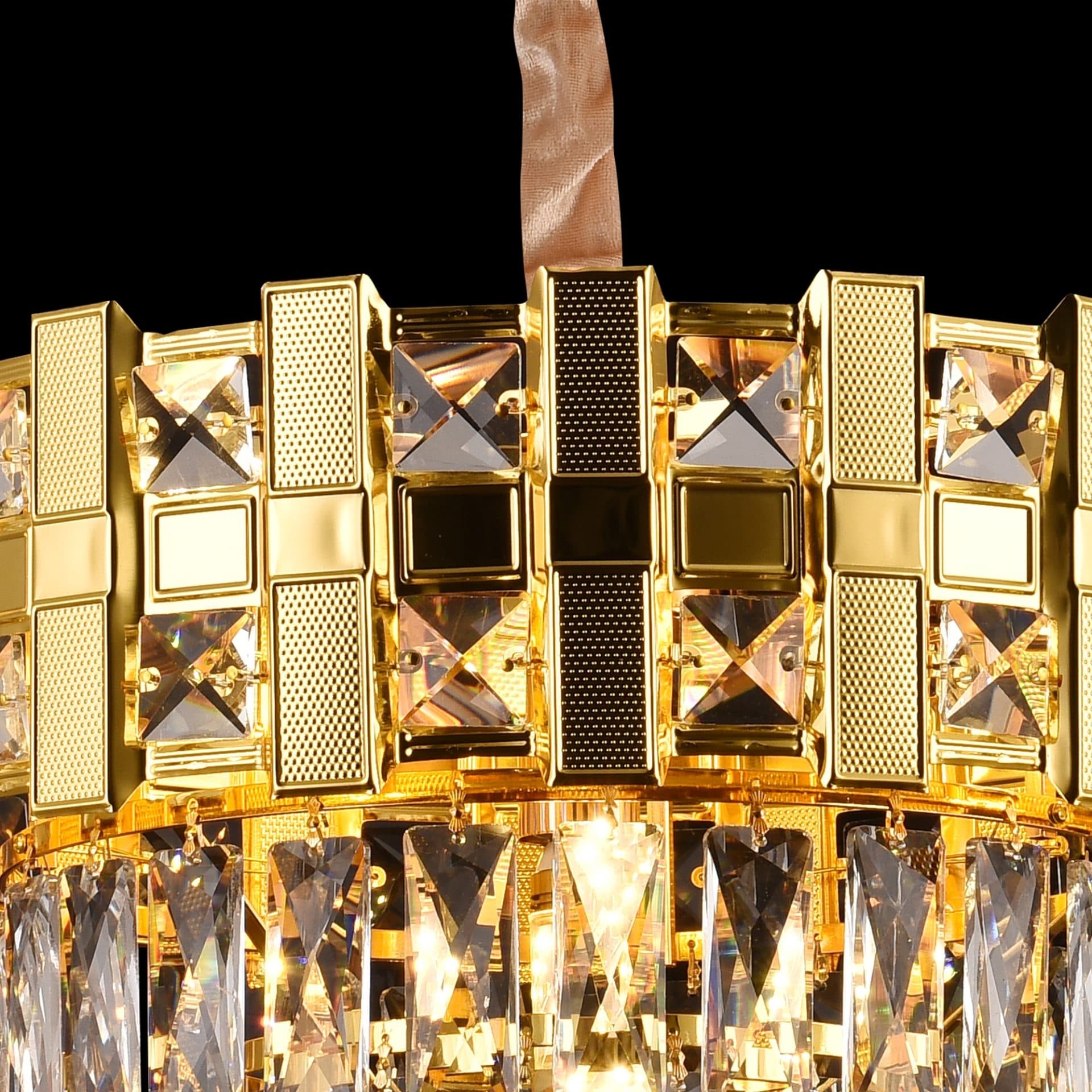 Candelabru Flippy BRAN Nobile Cristal 5xE14 Diametru 40cm Auriu Lucios Inaltime Reglabila — imagine 4