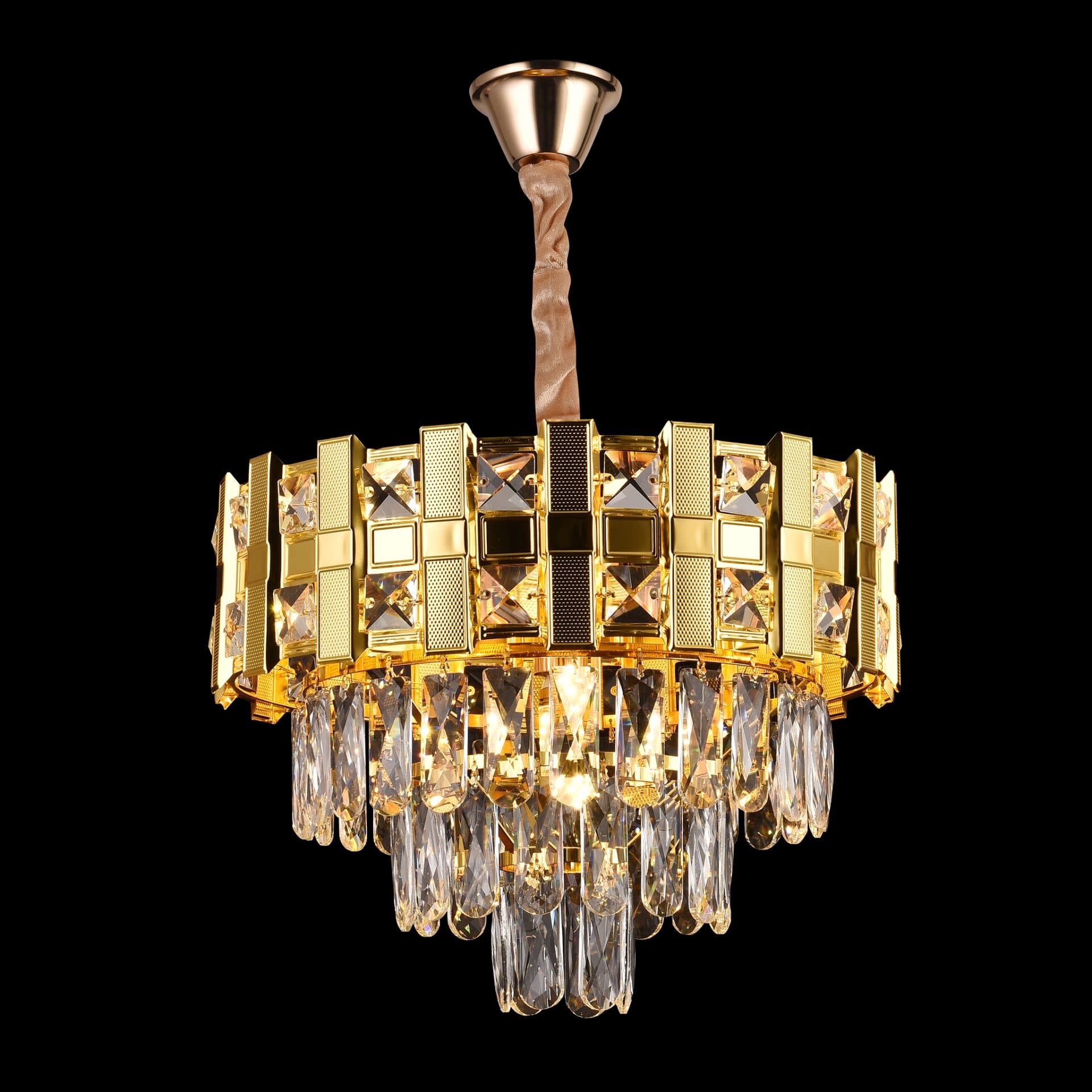 Candelabru Flippy BRAN Nobile Cristal 5xE14 Diametru 40cm Auriu Lucios Inaltime Reglabila — imagine 7