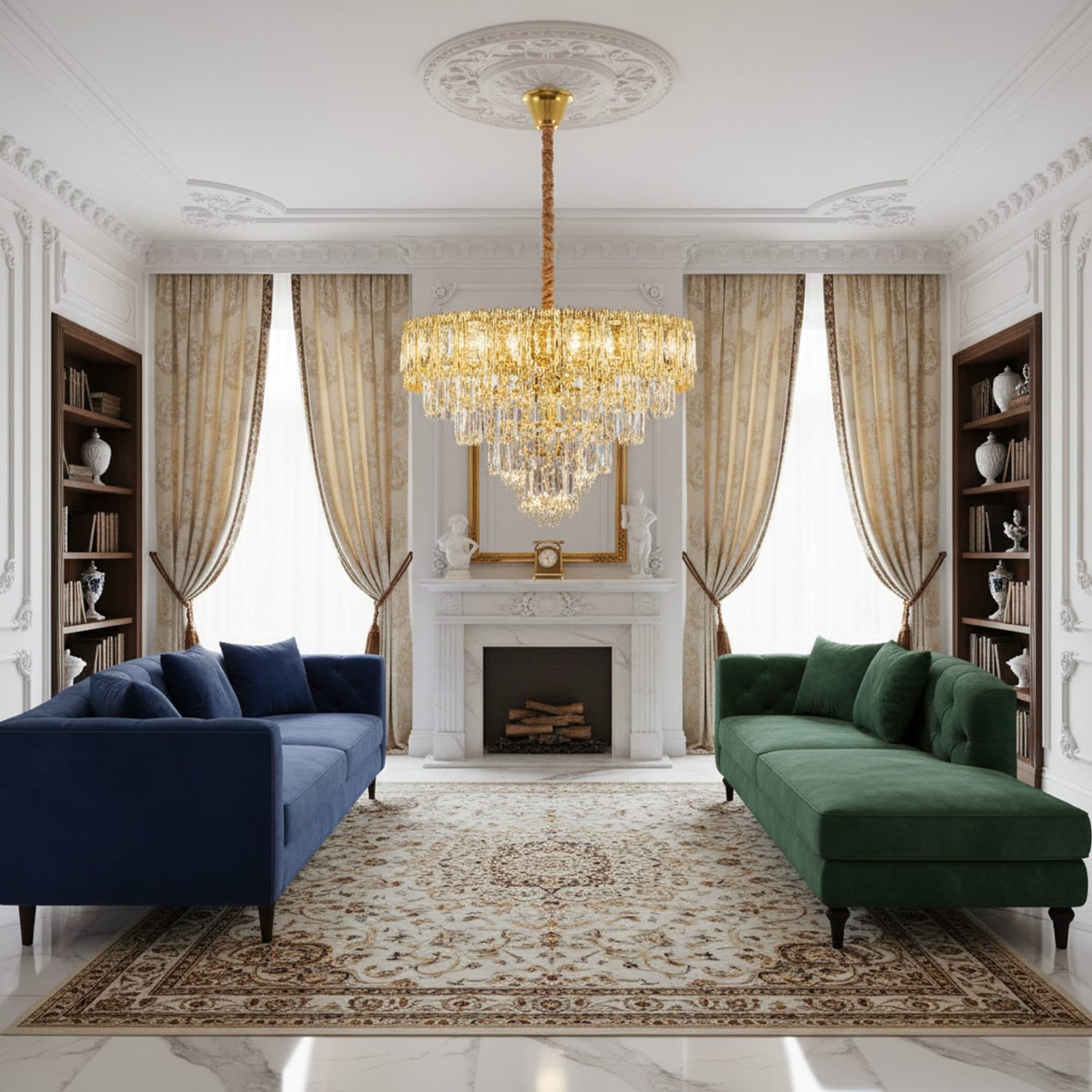 Candelabru Cristal BELVEDERE Eleganza 8x E14, Diametru 50cm, Auriu Lucios, Inaltime Reglabila — imagine 2