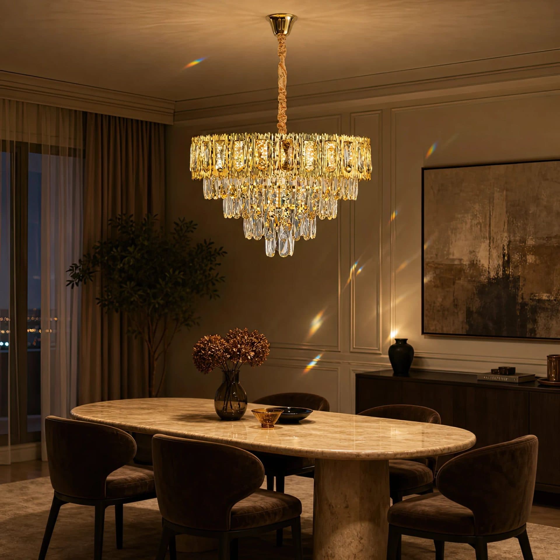 Candelabru Cristal BELVEDERE Eleganza 8x E14, Diametru 50cm, Auriu Lucios, Inaltime Reglabila — imagine 5