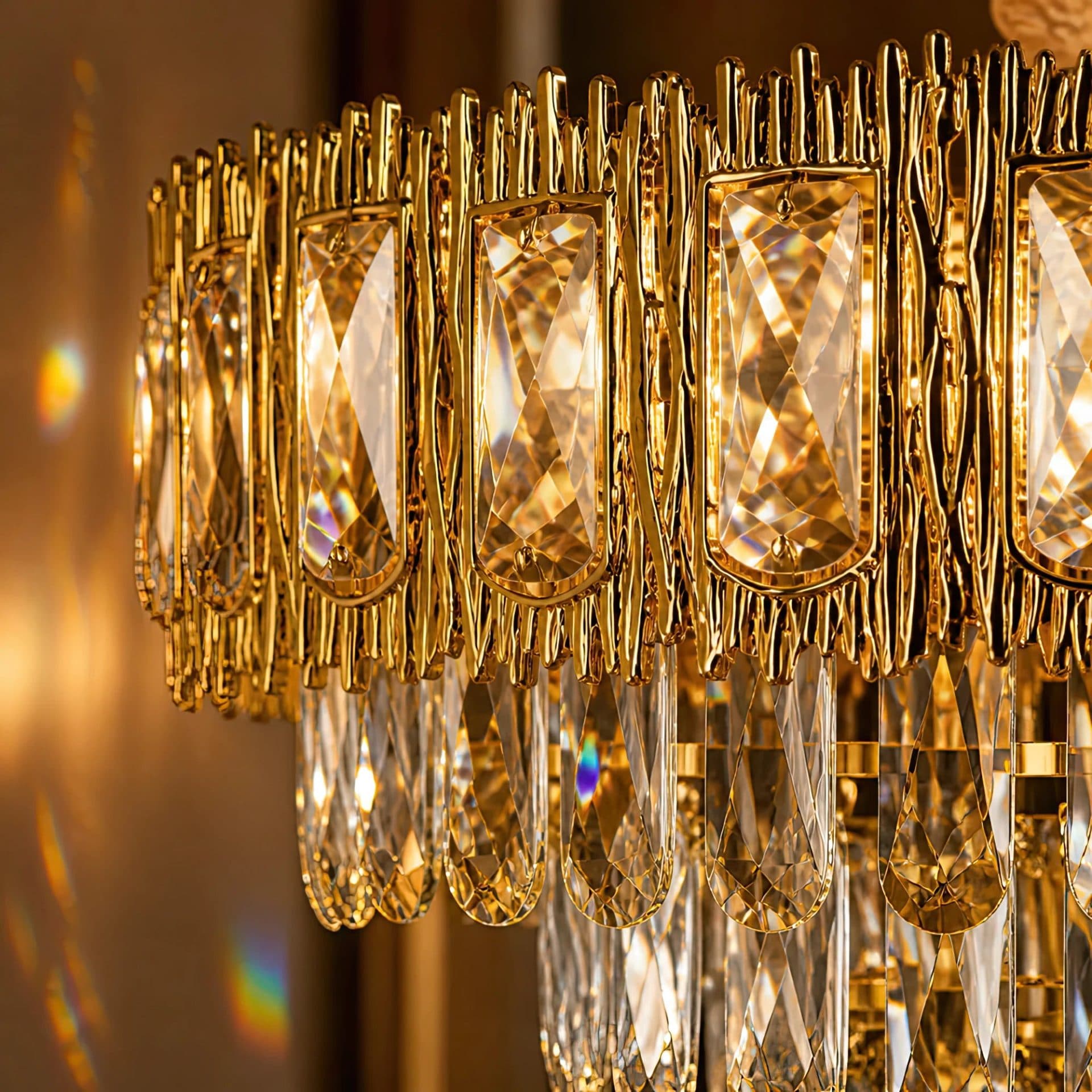 Candelabru Cristal BELVEDERE Eleganza 8x E14, Diametru 50cm, Auriu Lucios, Inaltime Reglabila — imagine 6