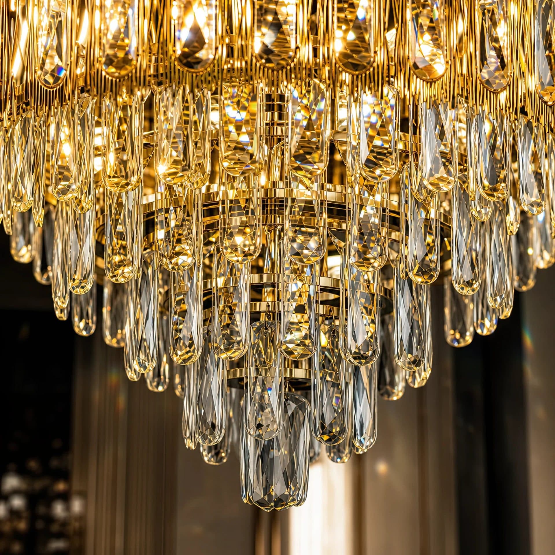 Candelabru Cristal BELVEDERE Eleganza 8x E14, Diametru 50cm, Auriu Lucios, Inaltime Reglabila — imagine 8