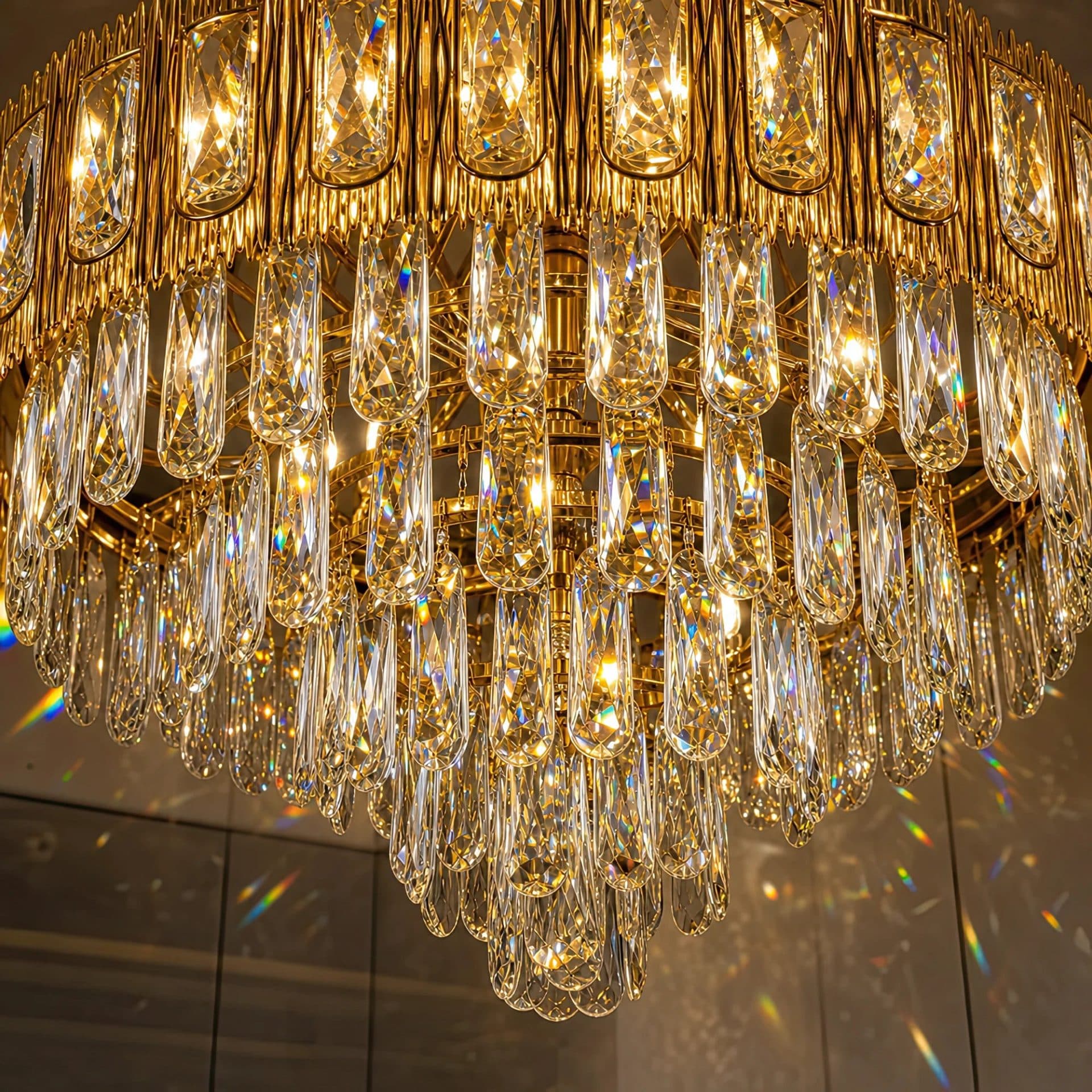 Candelabru Cristal BELVEDERE Eleganza 8x E14, Diametru 50cm, Auriu Lucios, Inaltime Reglabila — imagine 9
