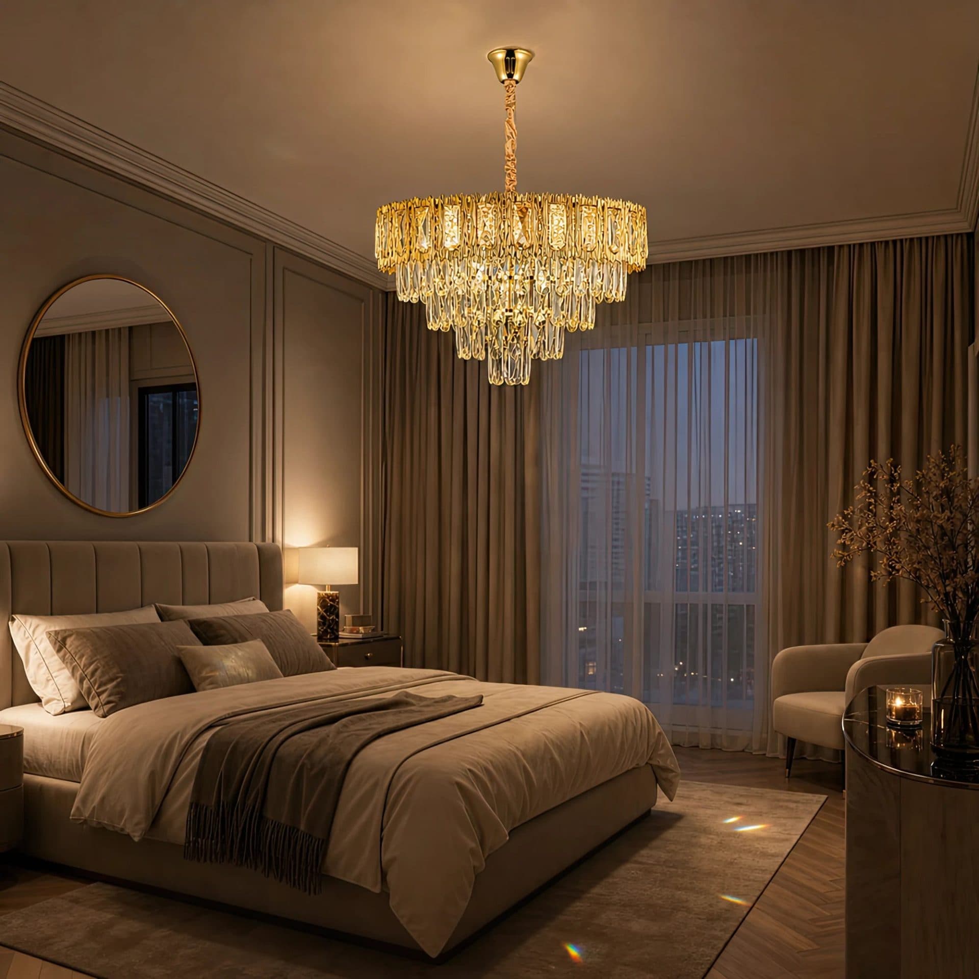 Candelabru Cristal BELVEDERE Eleganza 8x E14, Diametru 50cm, Auriu Lucios, Inaltime Reglabila — imagine 11