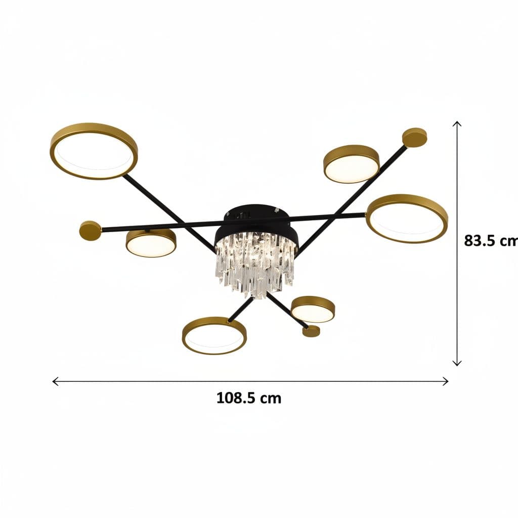 Lustra LED Flippy cu telecomanda 38W 6 Elementele Negru Auriu — imagine 8