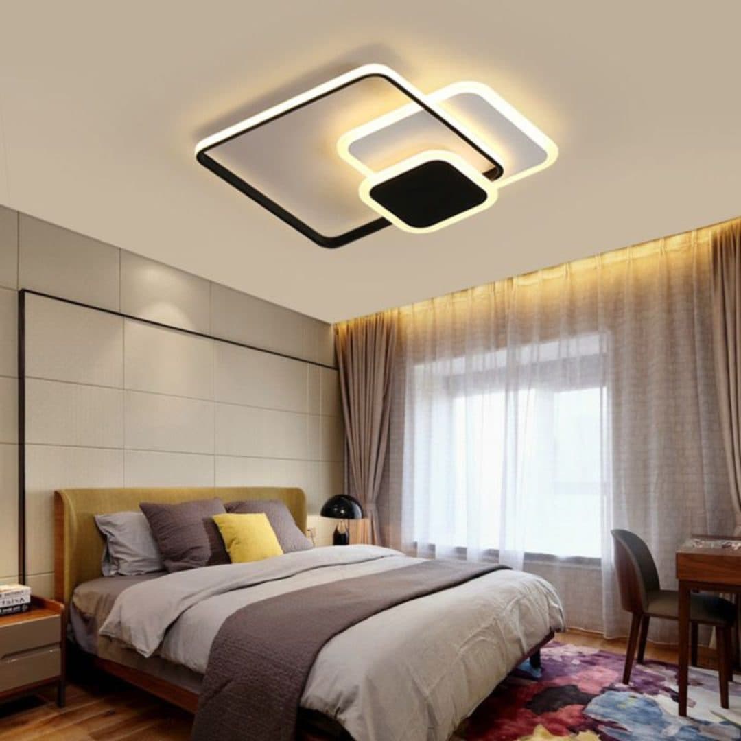 Lustra LED Flippy ANEMONA 71W, 3 Patrate, telecomanda, Negru — imagine 5