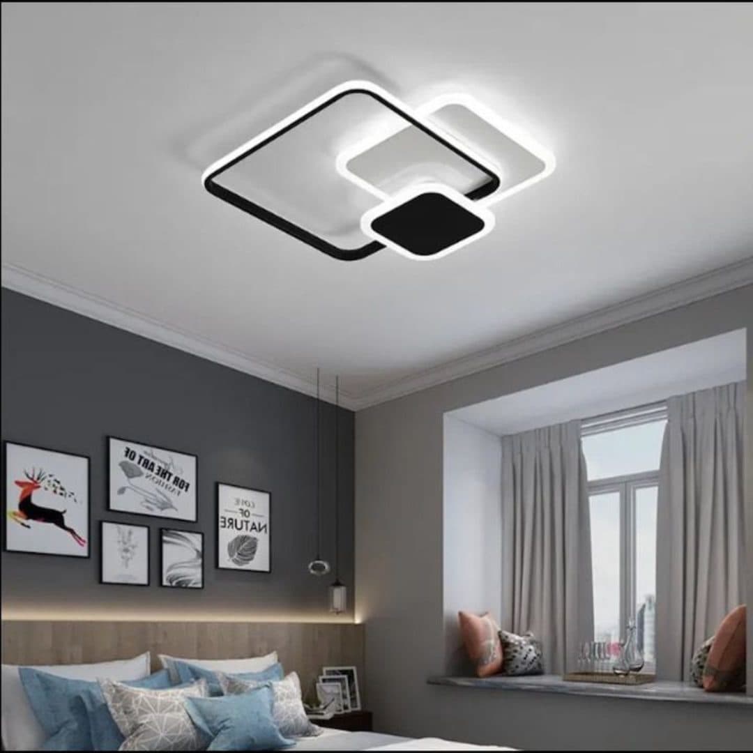 Lustra LED Flippy ANEMONA 71W, 3 Patrate, telecomanda, Negru — imagine 6